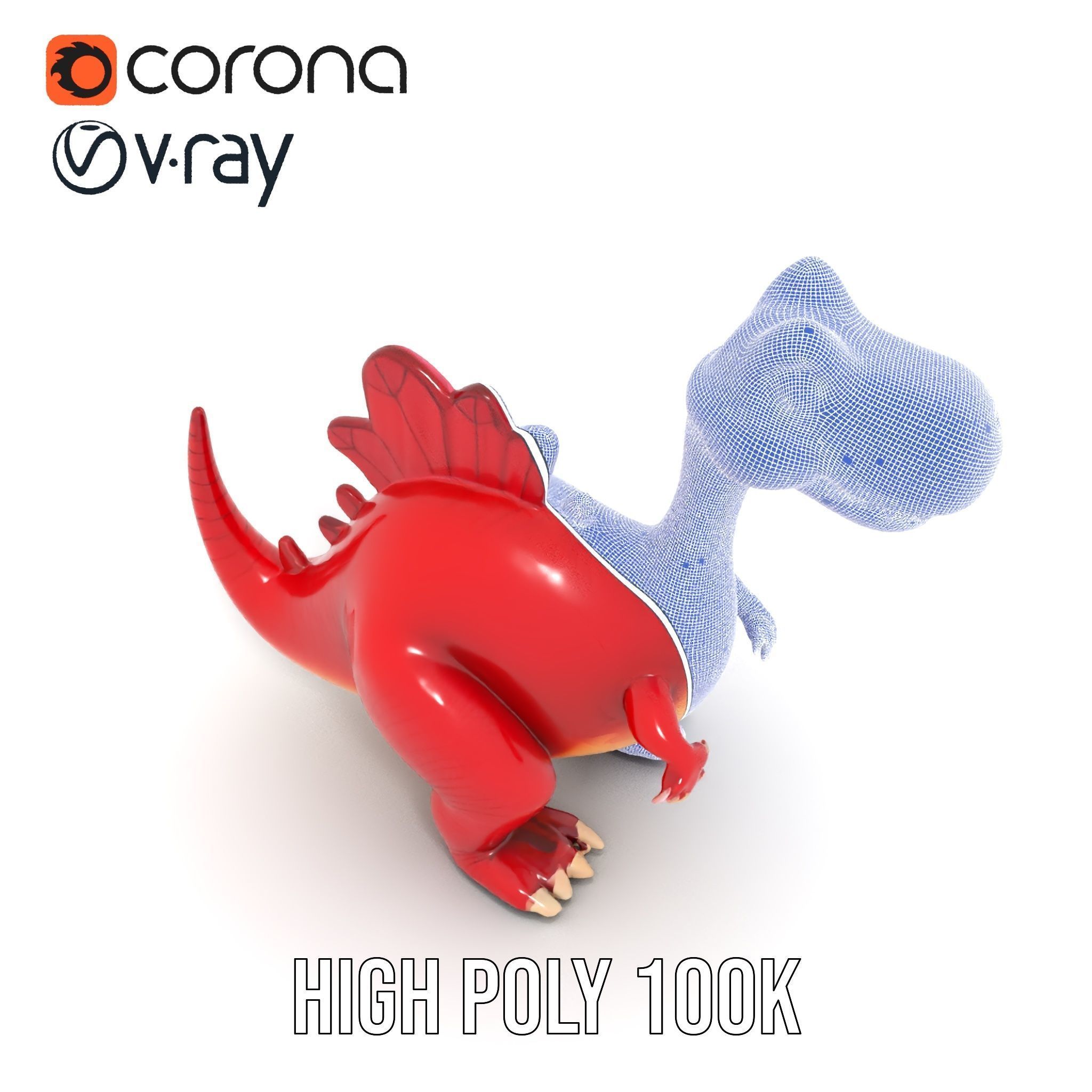 Cute Cartoon Dinosaur Model Pack Low-poly 3D model_29