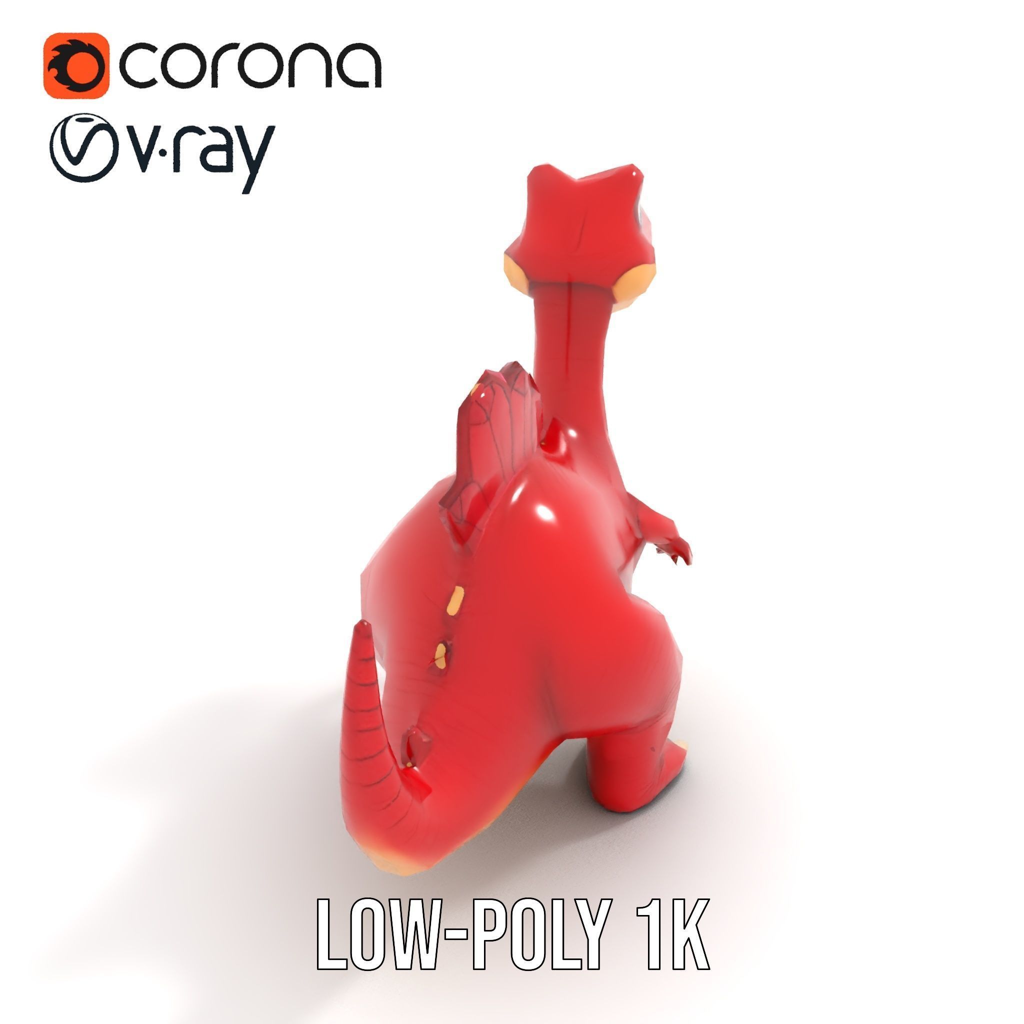 Cute Cartoon Dinosaur Model Pack Low-poly 3D model_9