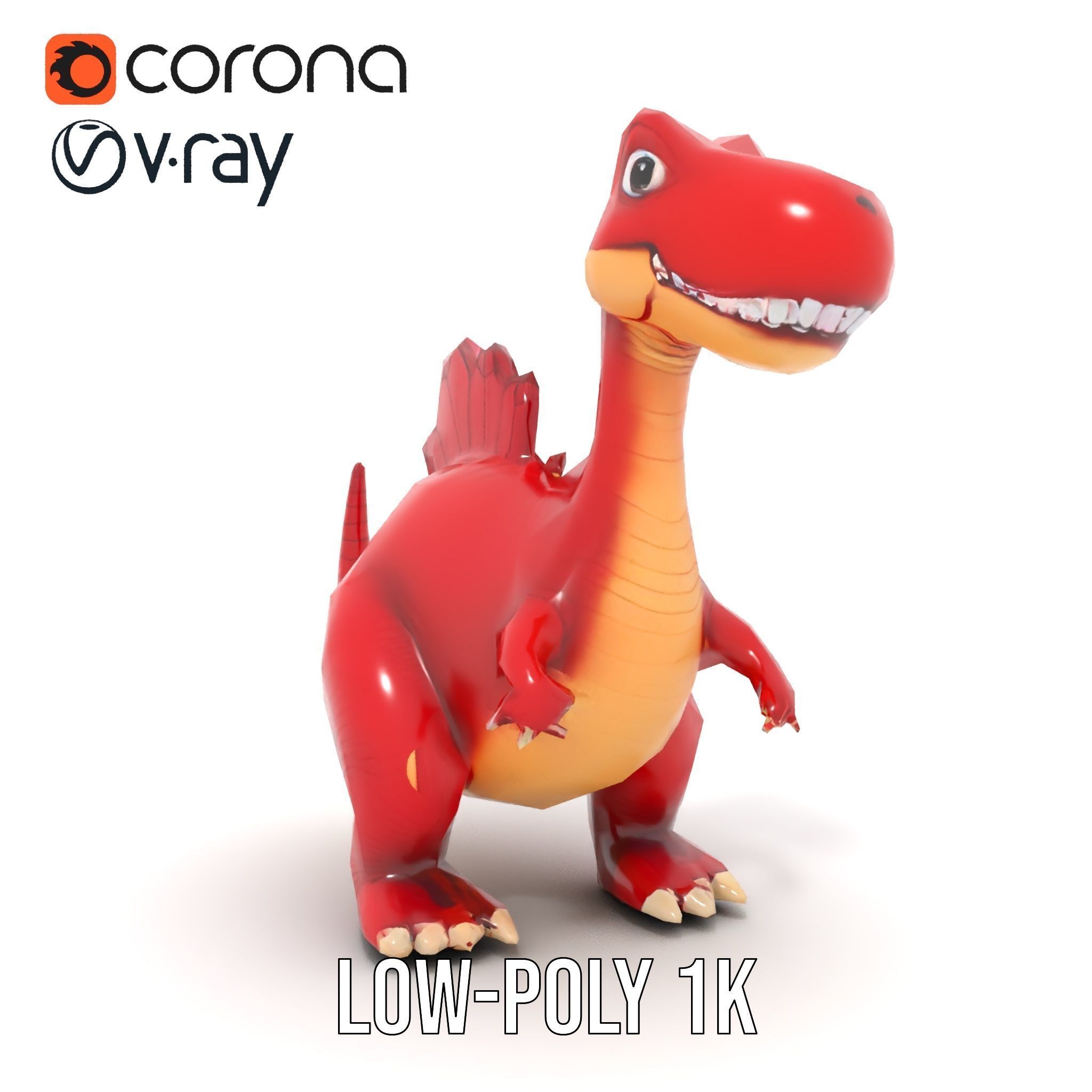Cute Cartoon Dinosaur Model Pack Low-poly 3D model_14