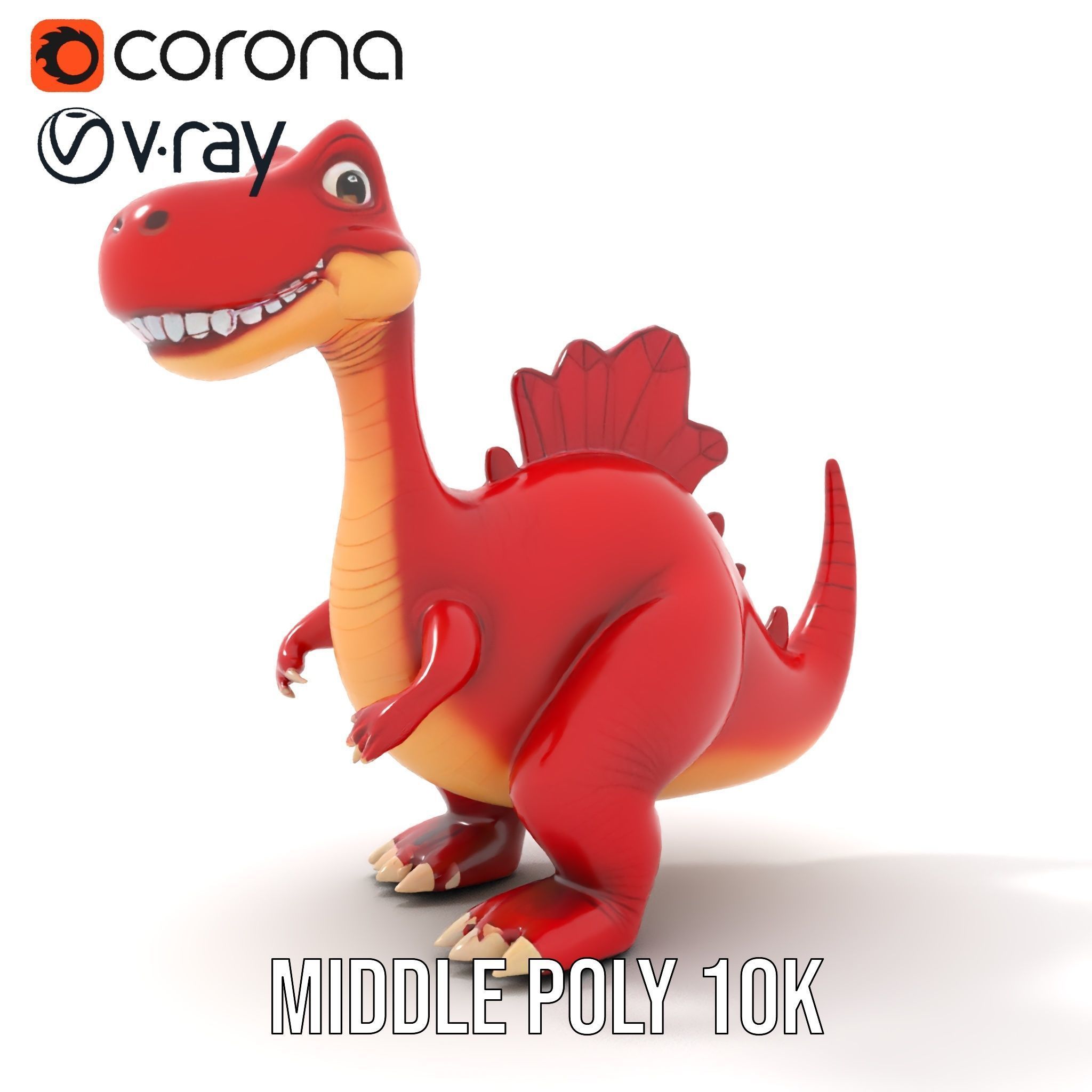 Cute Cartoon Dinosaur Model Pack Low-poly 3D model_11