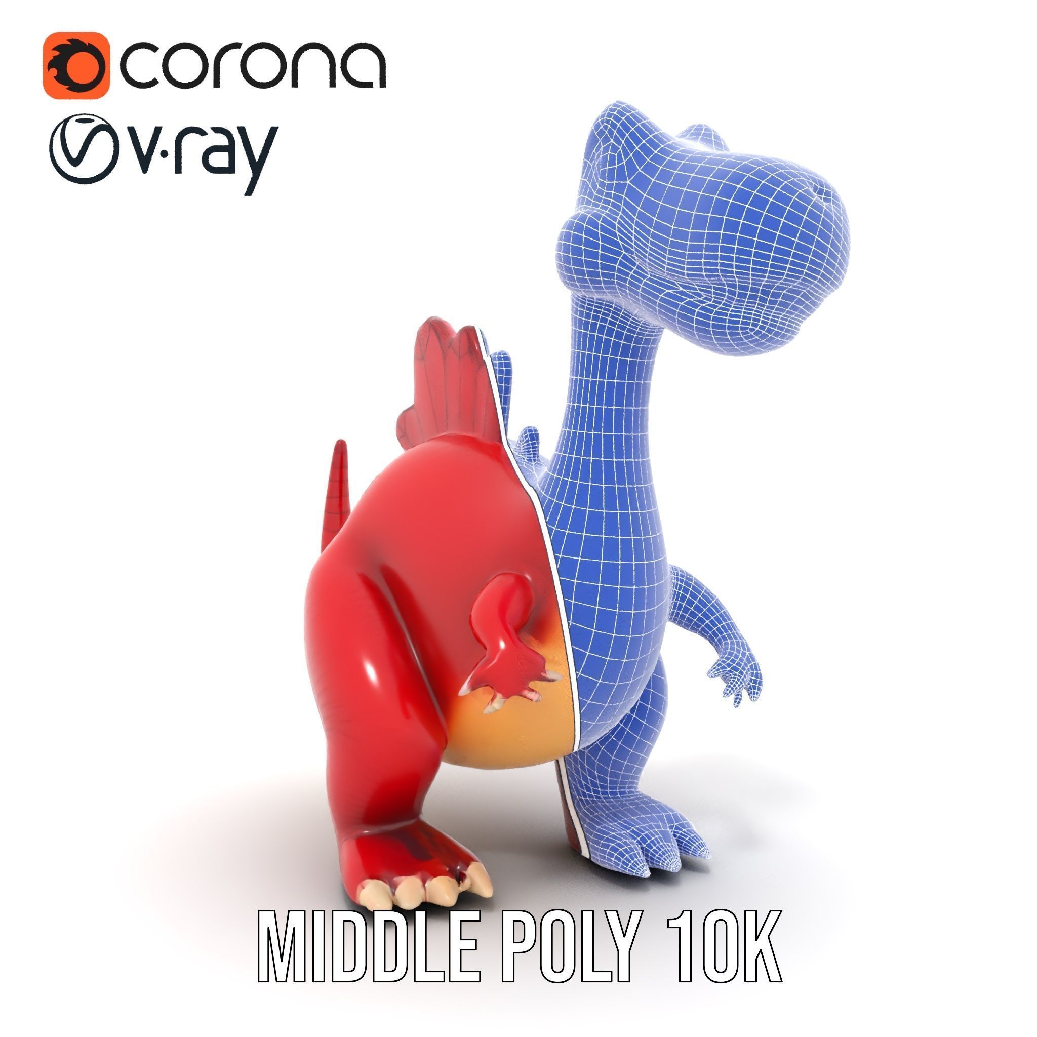 Cute Cartoon Dinosaur Model Pack Low-poly 3D model_27