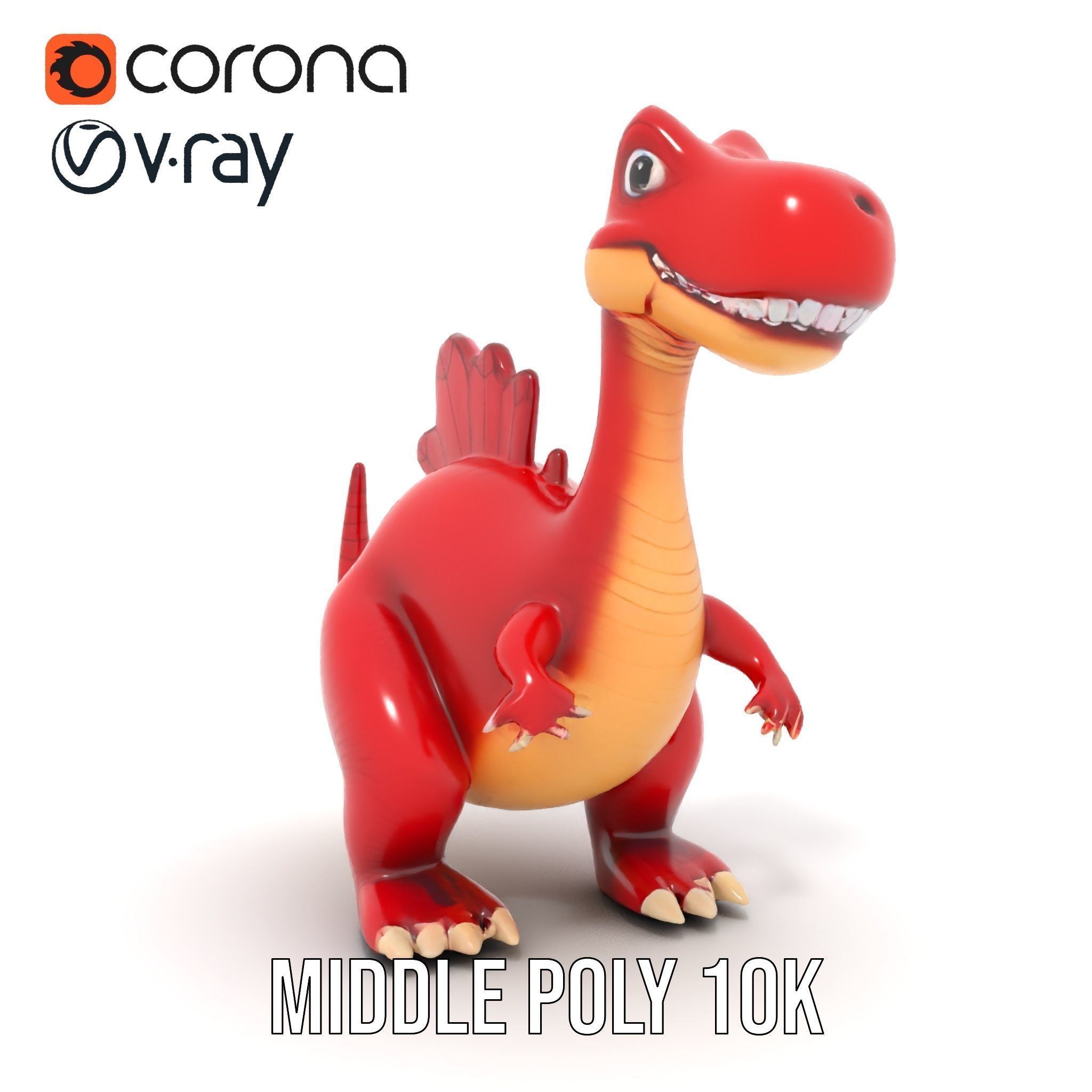 Cute Cartoon Dinosaur Model Pack Low-poly 3D model_24