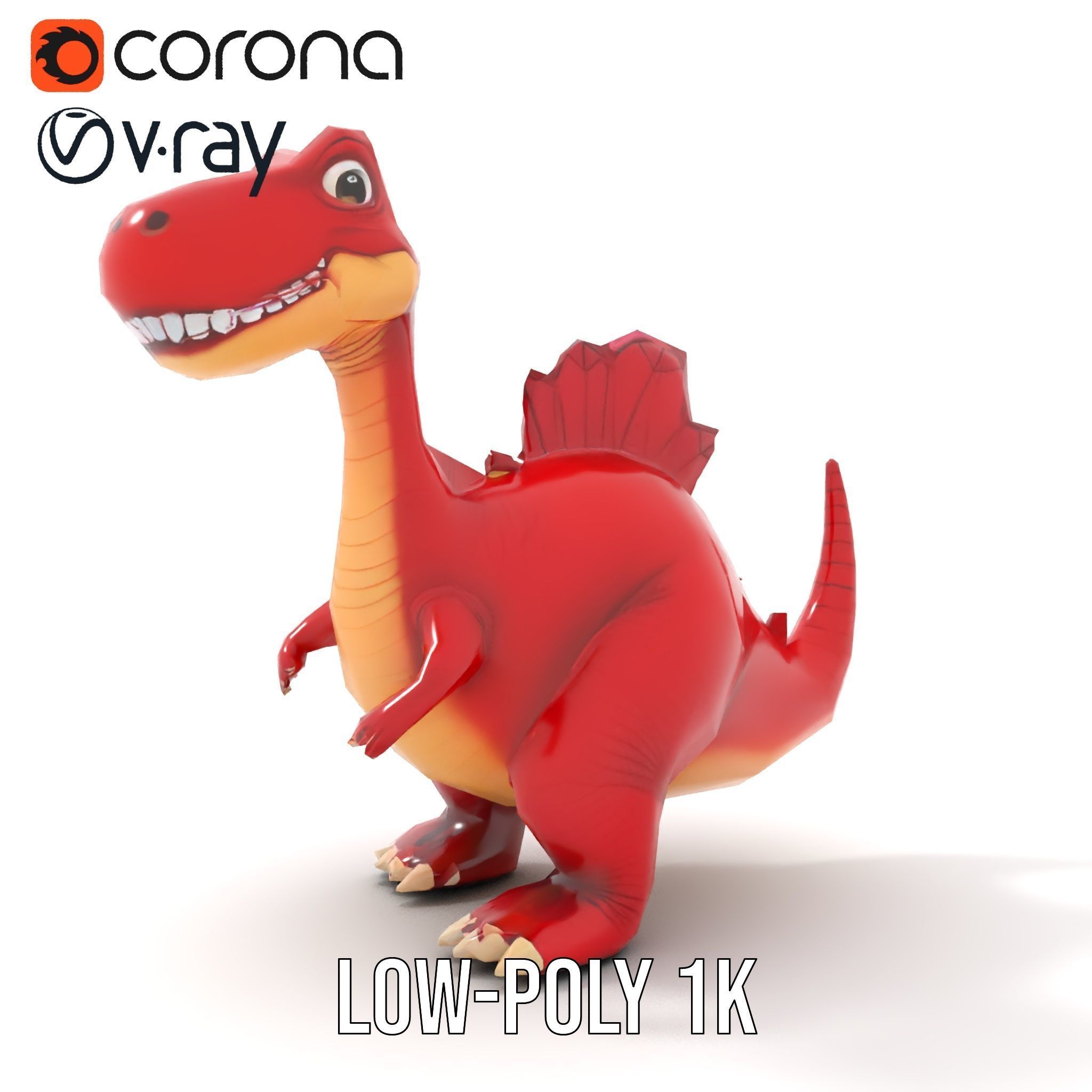 Cute Cartoon Dinosaur Model Pack Low-poly 3D model_20