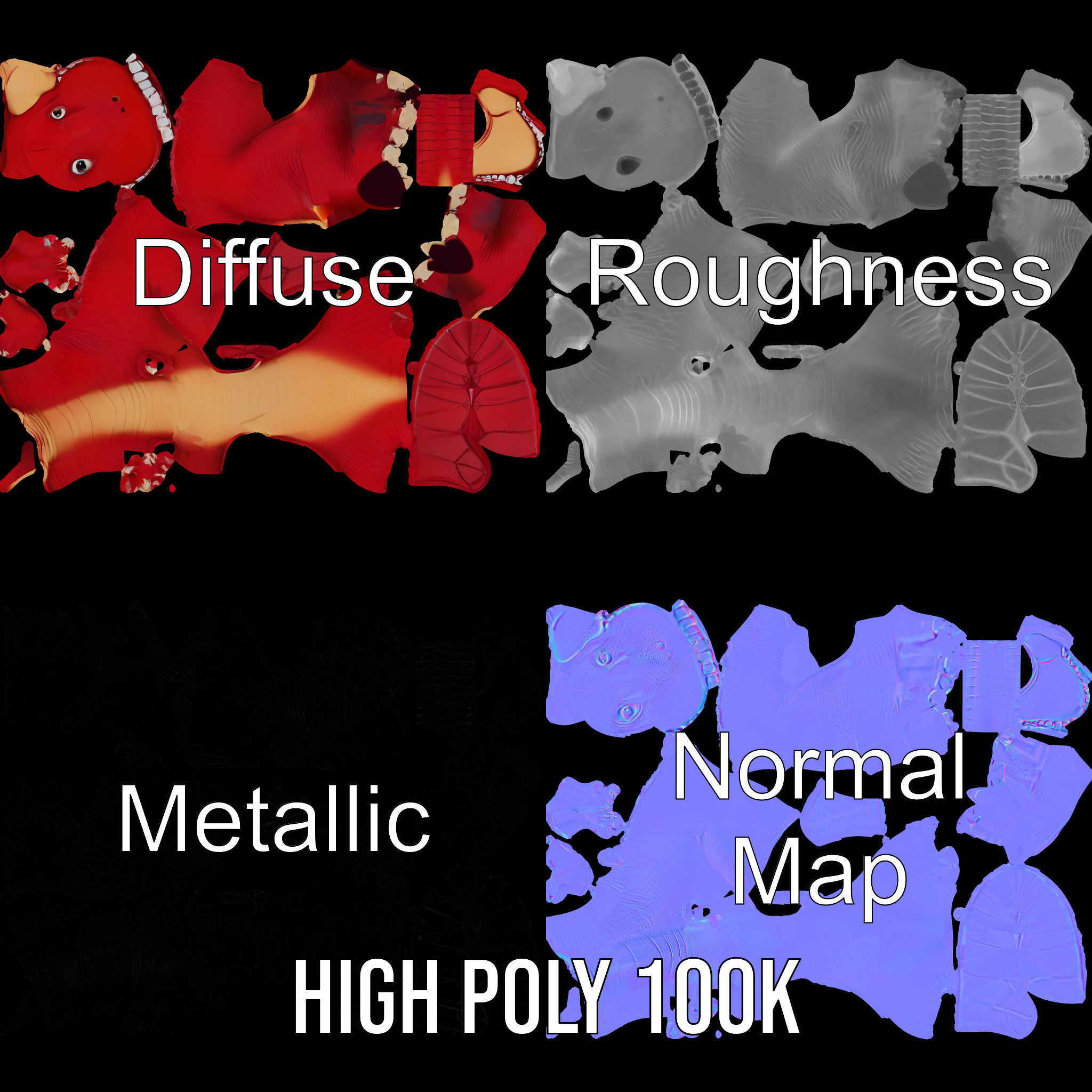 Cute Cartoon Dinosaur Model Pack Low-poly 3D model_3