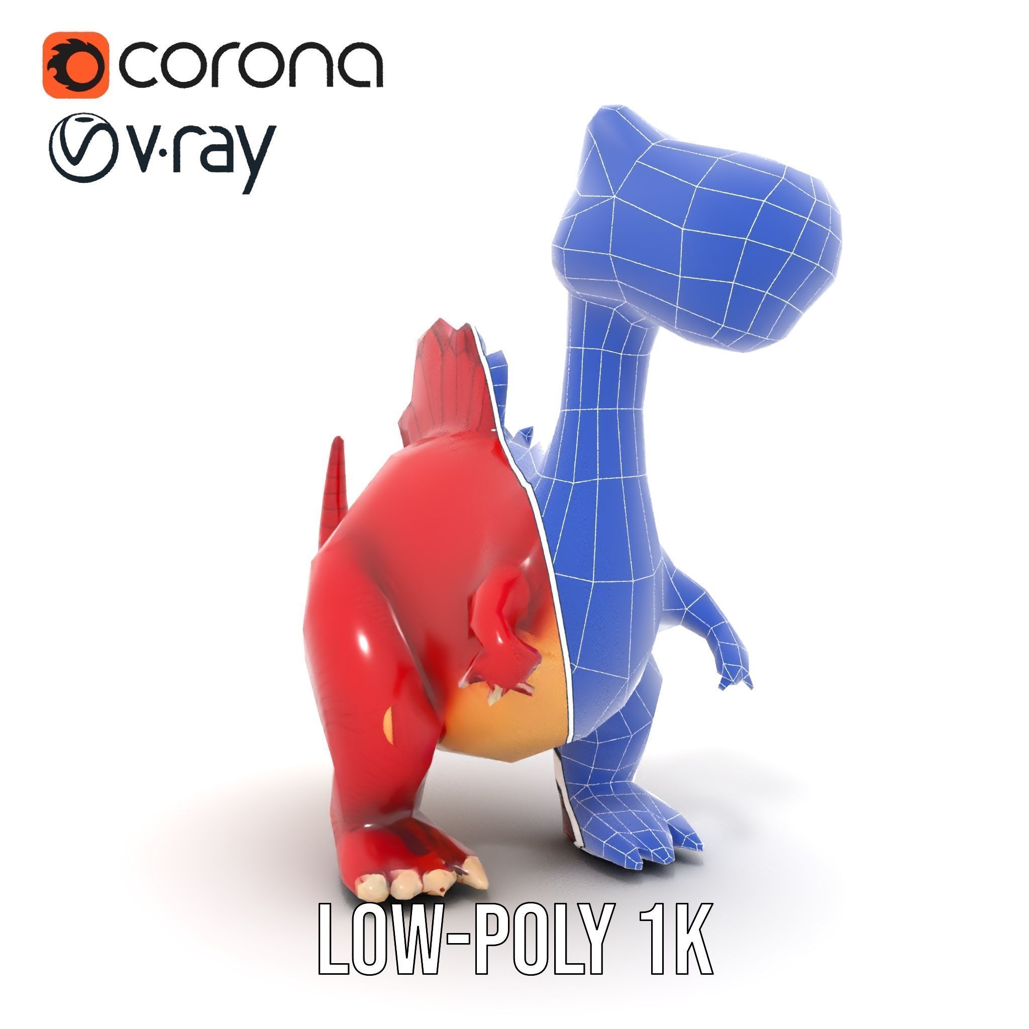 Cute Cartoon Dinosaur Model Pack Low-poly 3D model_31