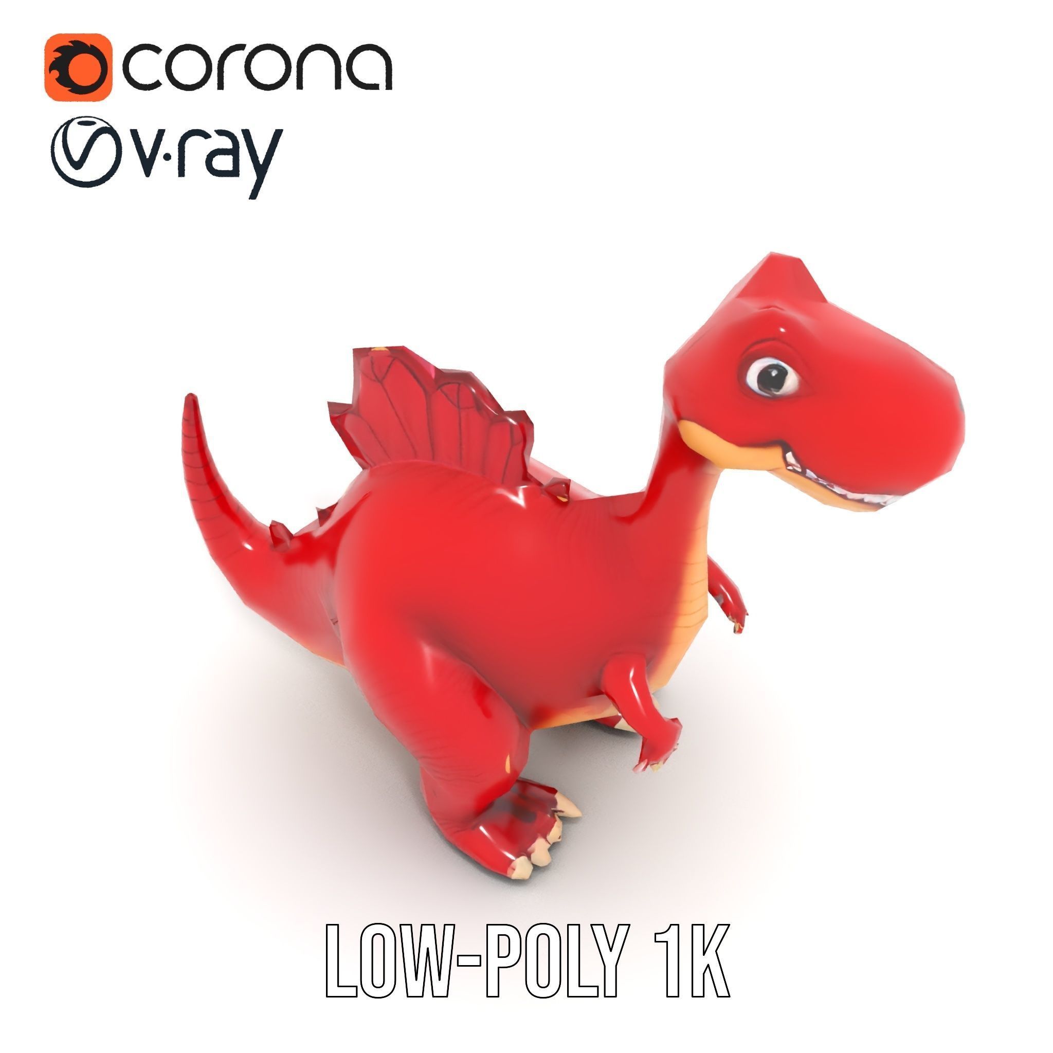 Cute Cartoon Dinosaur Model Pack Low-poly 3D model_23