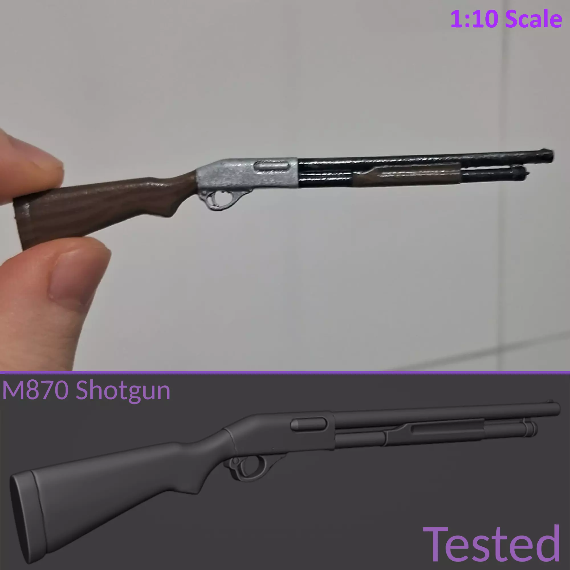 shotgun M870 3D printing ready pre supported 3D print model