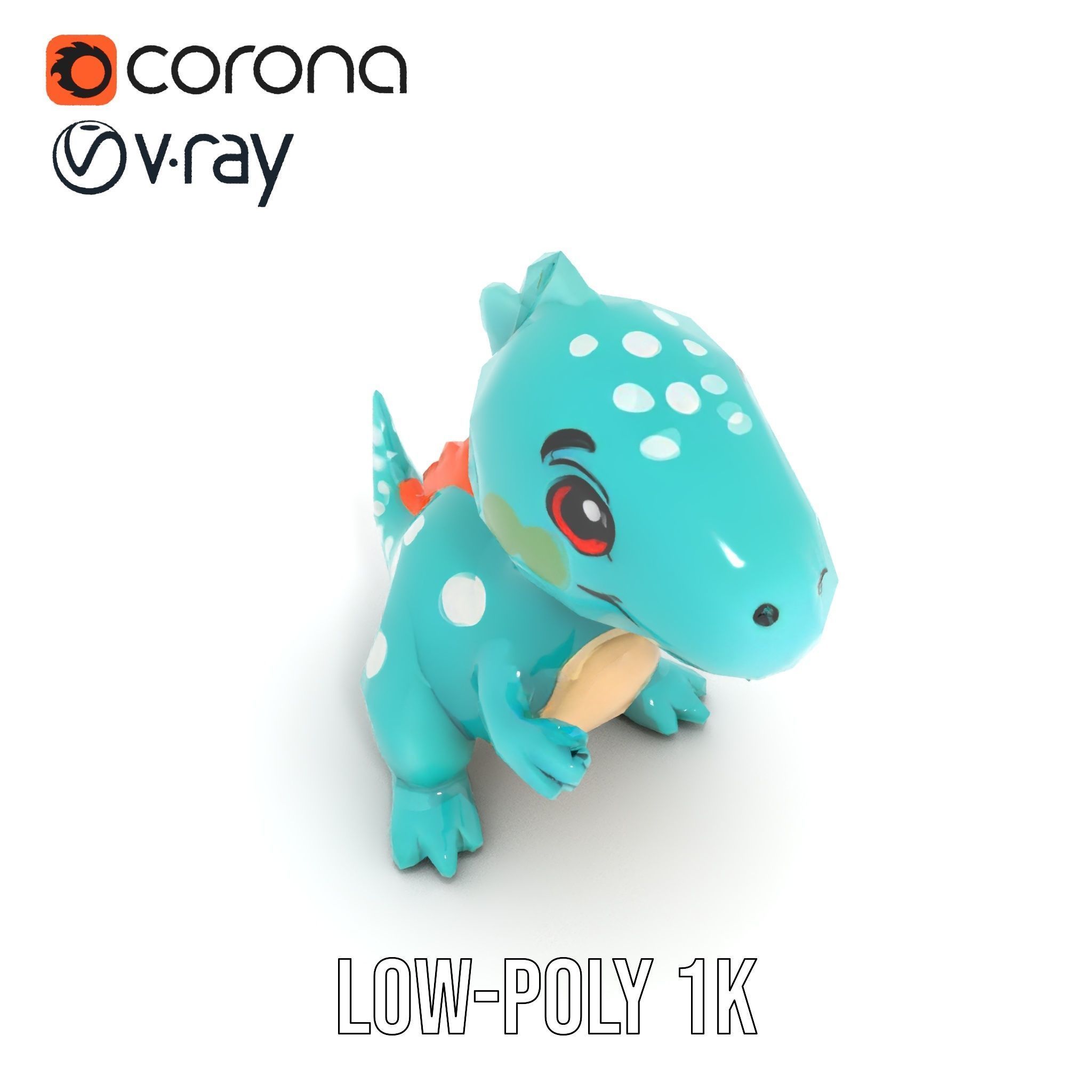 Cartoon Dinosaur Model Pack Low-poly 3D model_12