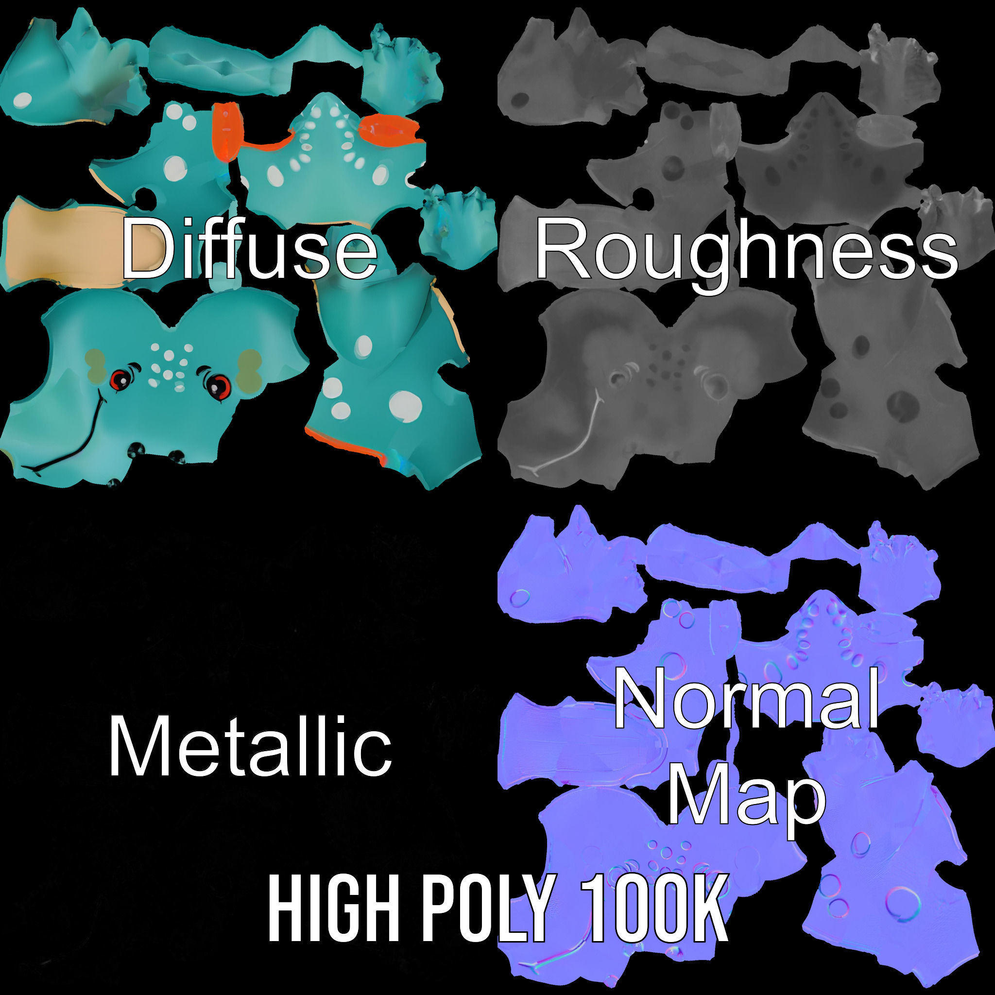 Cartoon Dinosaur Model Pack Low-poly 3D model_3