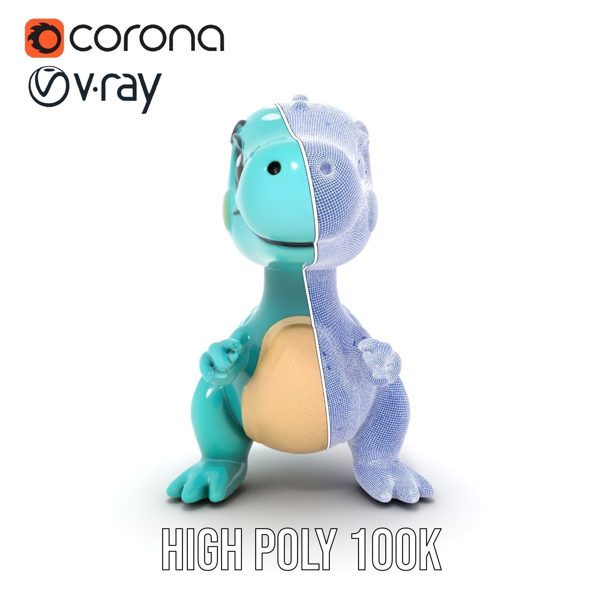 Cartoon Dinosaur Model Pack Low-poly 3D model_34