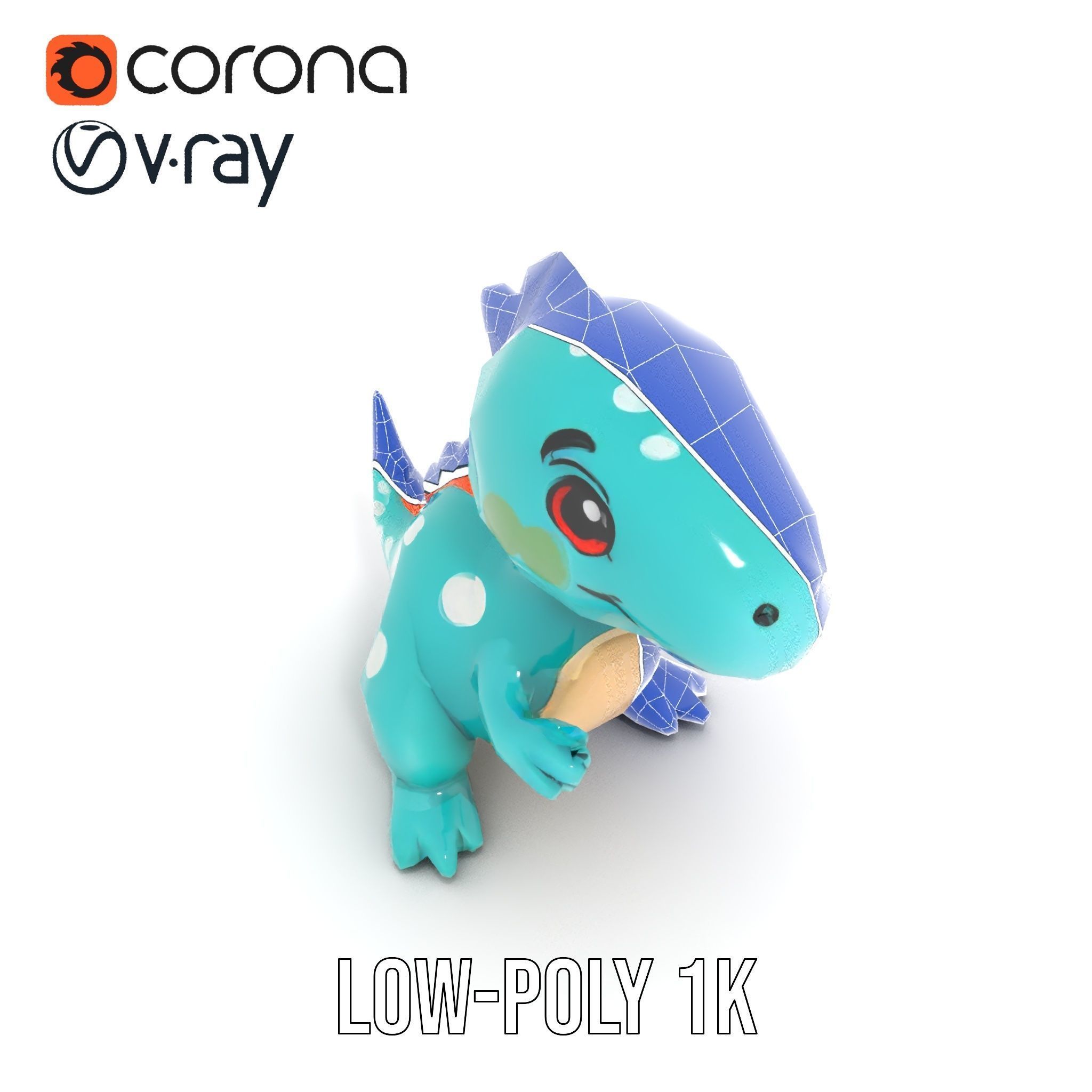 Cartoon Dinosaur Model Pack Low-poly 3D model_28