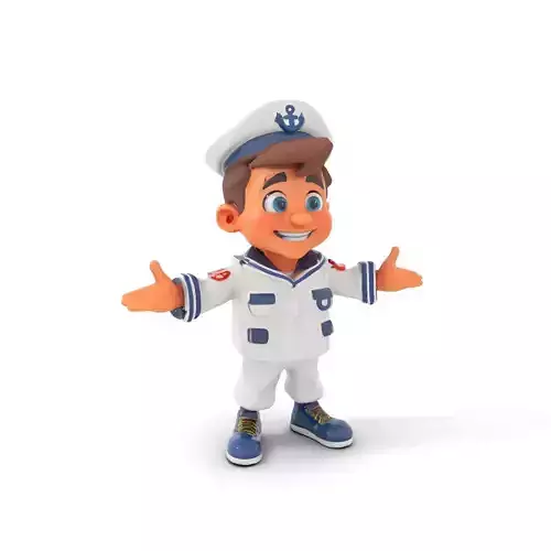 Cheerful Sailor Boy Character Rigged and Animated