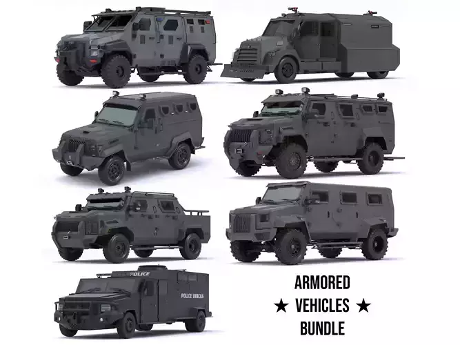 Armored Police and Military Vehicles Bundle Alpine Series 3D model Armored Police and Military Vehicles Bundle Alpine Series 3D model