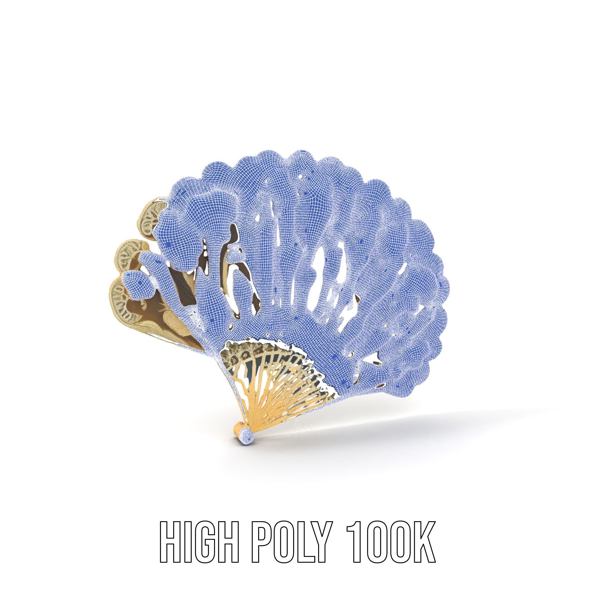 Ornate Lace Fan Decorative Model Pack Low-poly 3D model_4