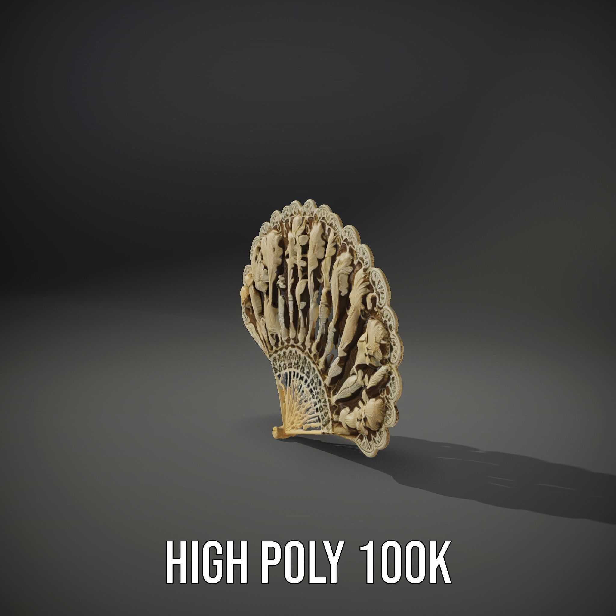 Ornate Lace Fan Decorative Model Pack Low-poly 3D model_26