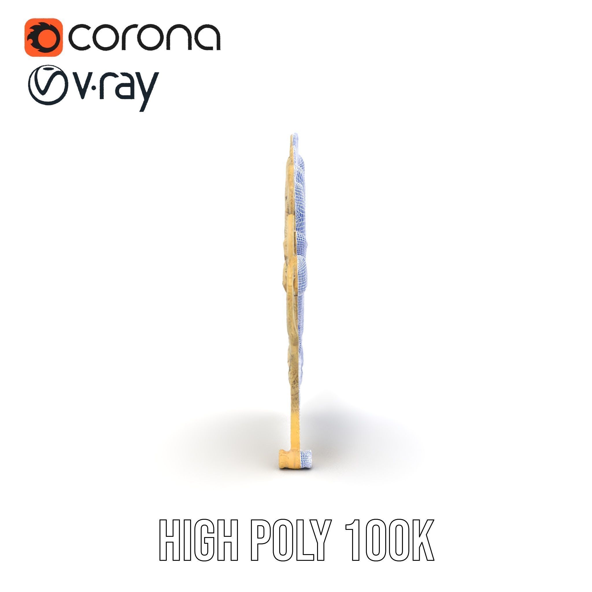 Ornate Lace Fan Decorative Model Pack Low-poly 3D model_33