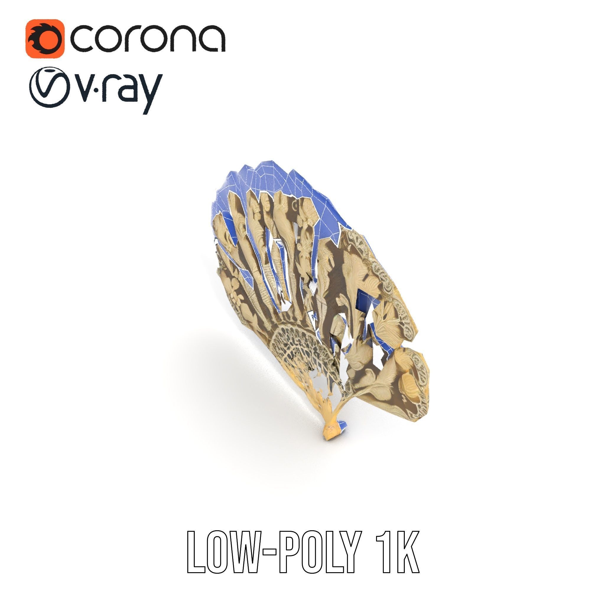 Ornate Lace Fan Decorative Model Pack Low-poly 3D model_22