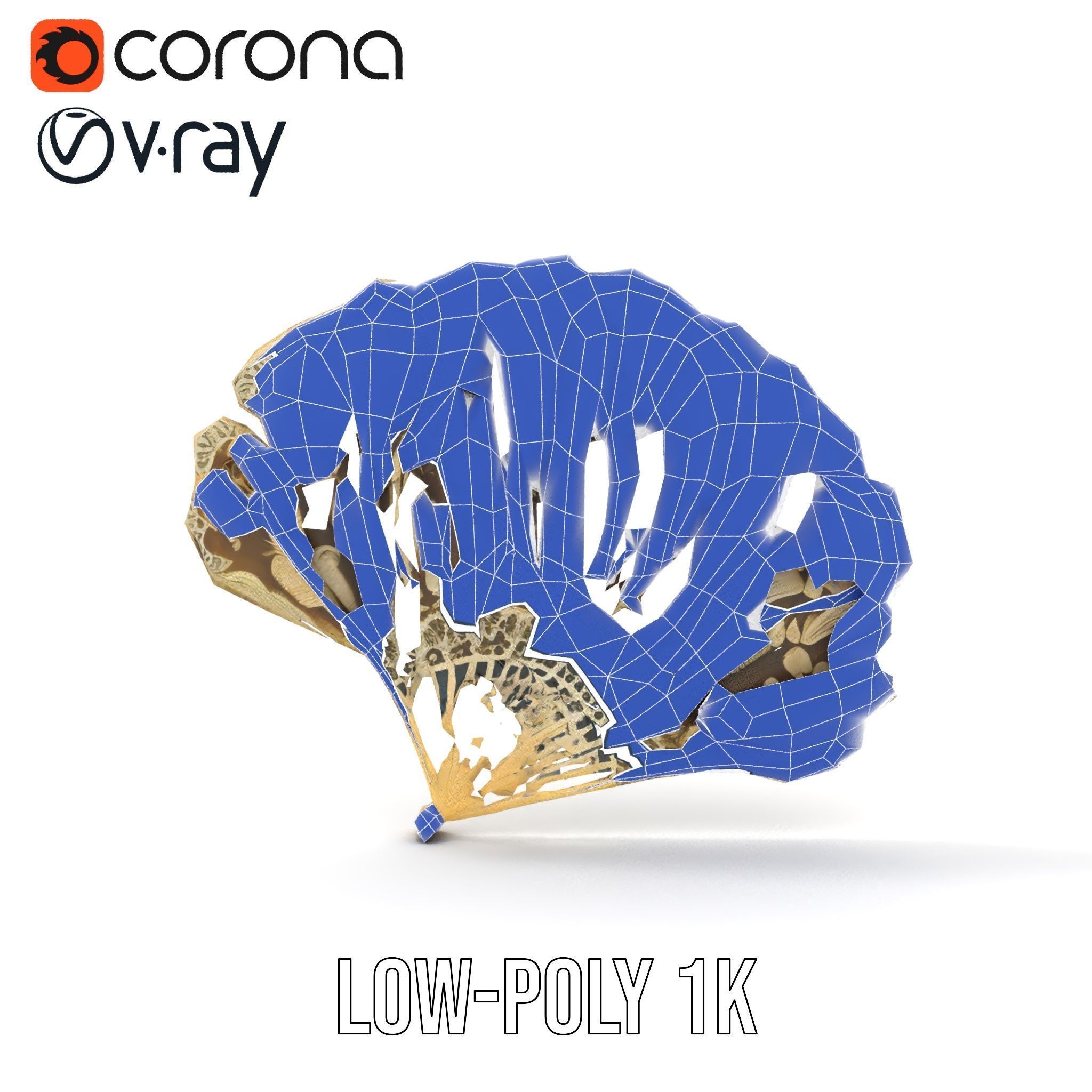 Ornate Lace Fan Decorative Model Pack Low-poly 3D model_28