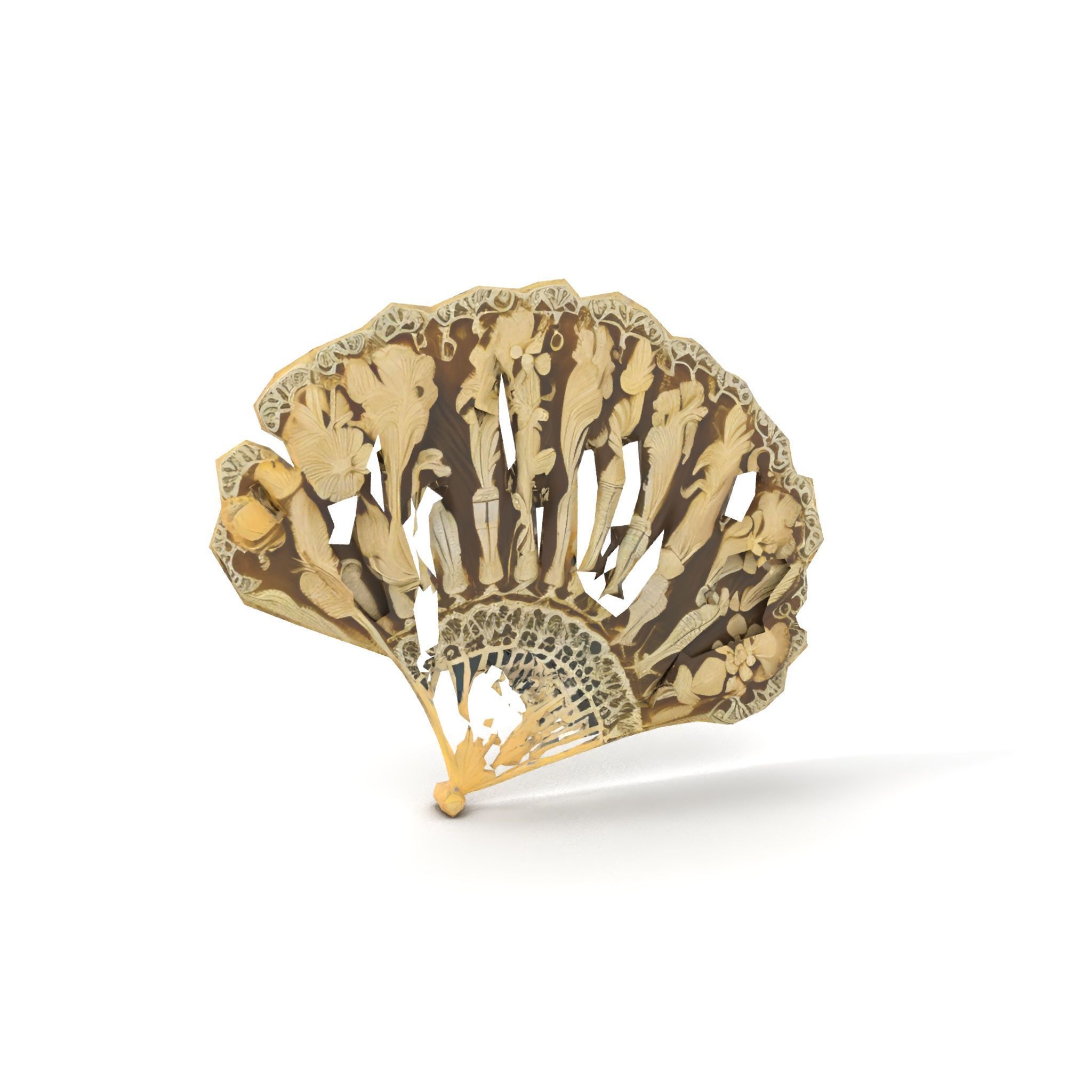 Ornate Lace Fan Decorative Model Pack Low-poly 3D model_16