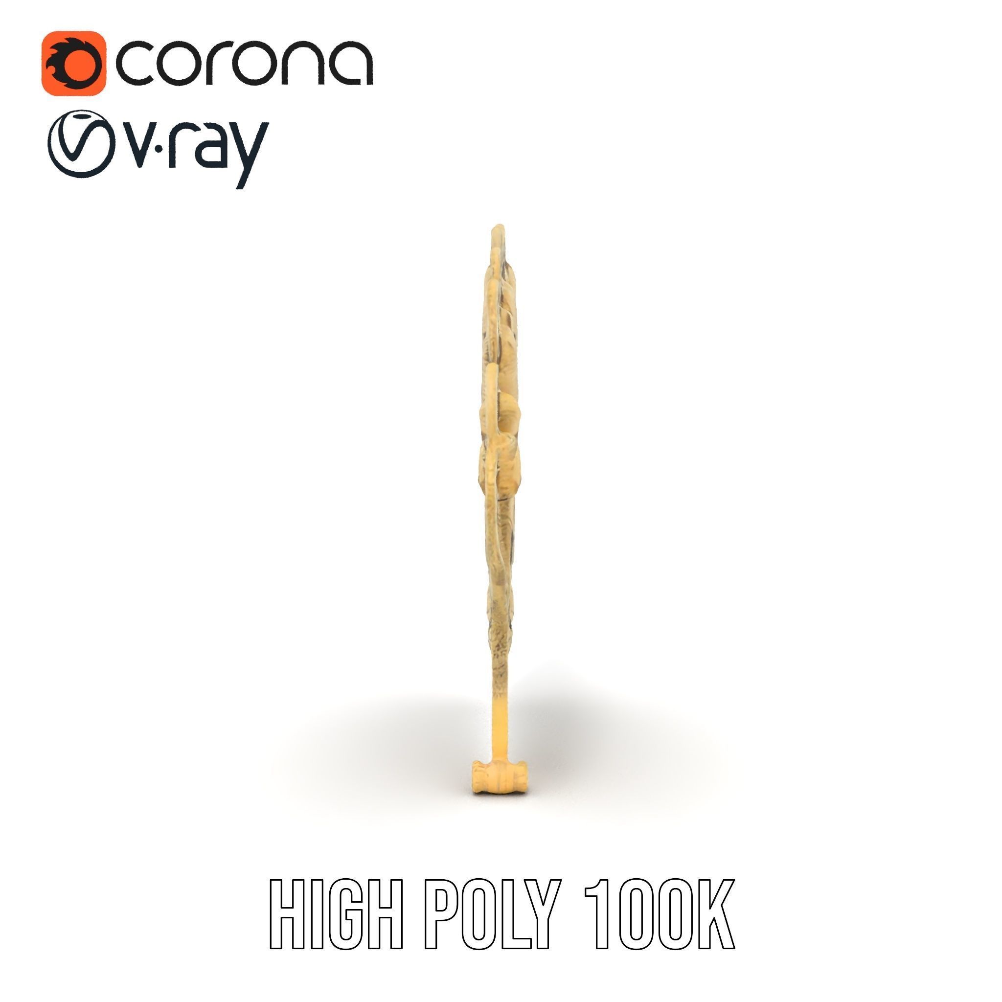 Ornate Lace Fan Decorative Model Pack Low-poly 3D model_17