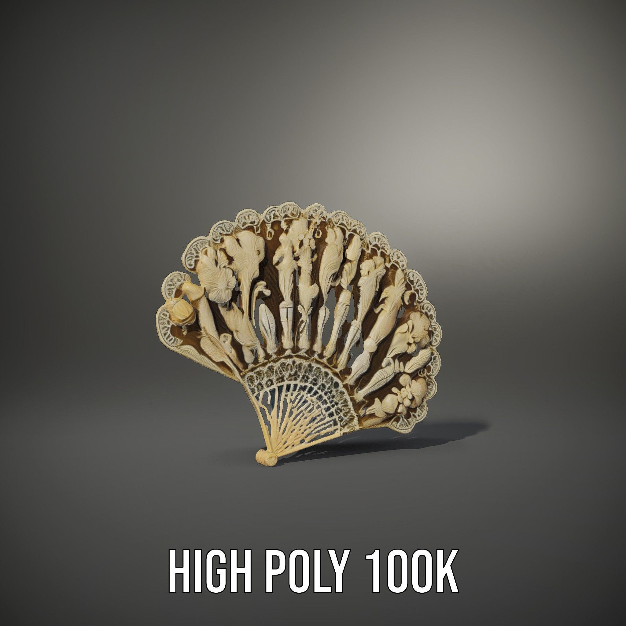 Ornate Lace Fan Decorative Model Pack Low-poly 3D model_23