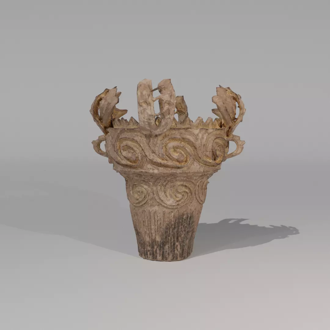 Jomon Pottery low poly model Free low-poly 3D model_1