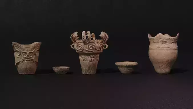Jomon Pottery low poly model