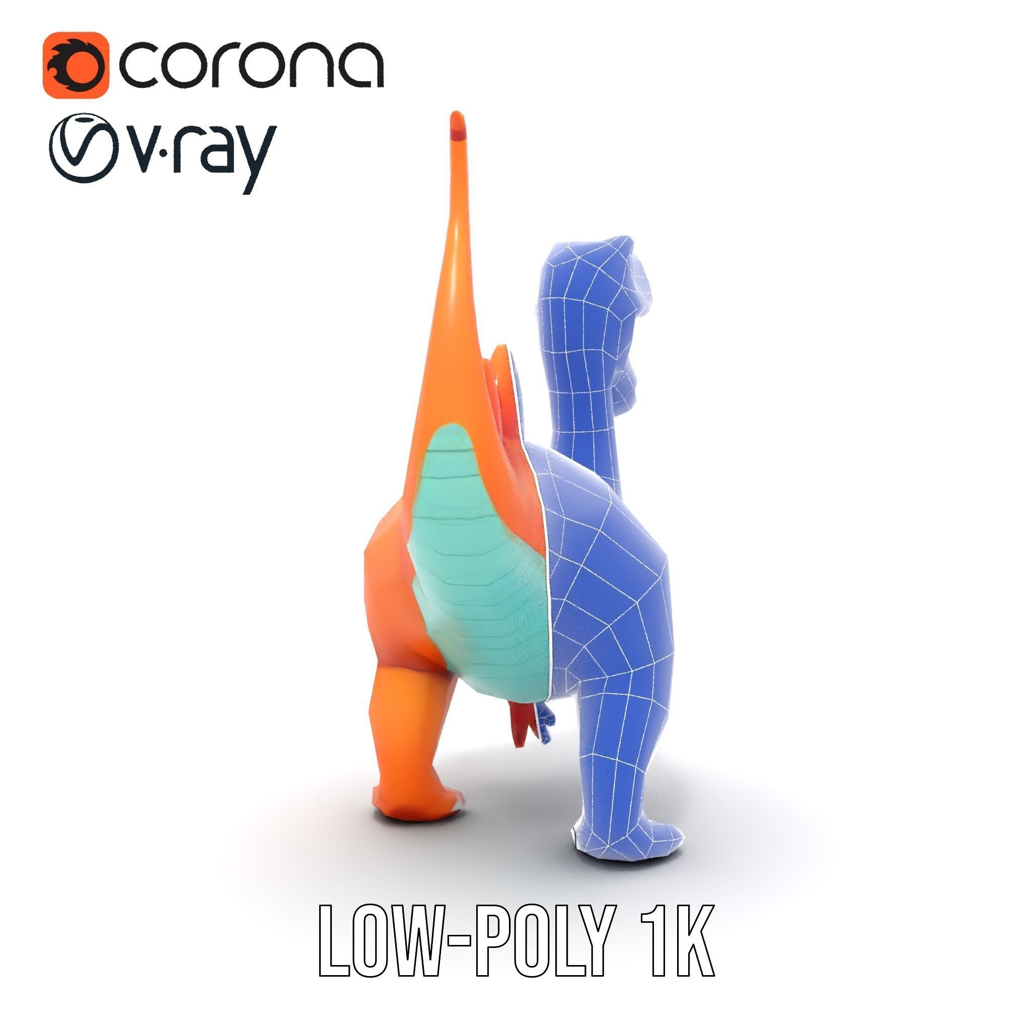 Cartoon Dinosaur Model Pack for Animation and Games Low-poly 3D model_30