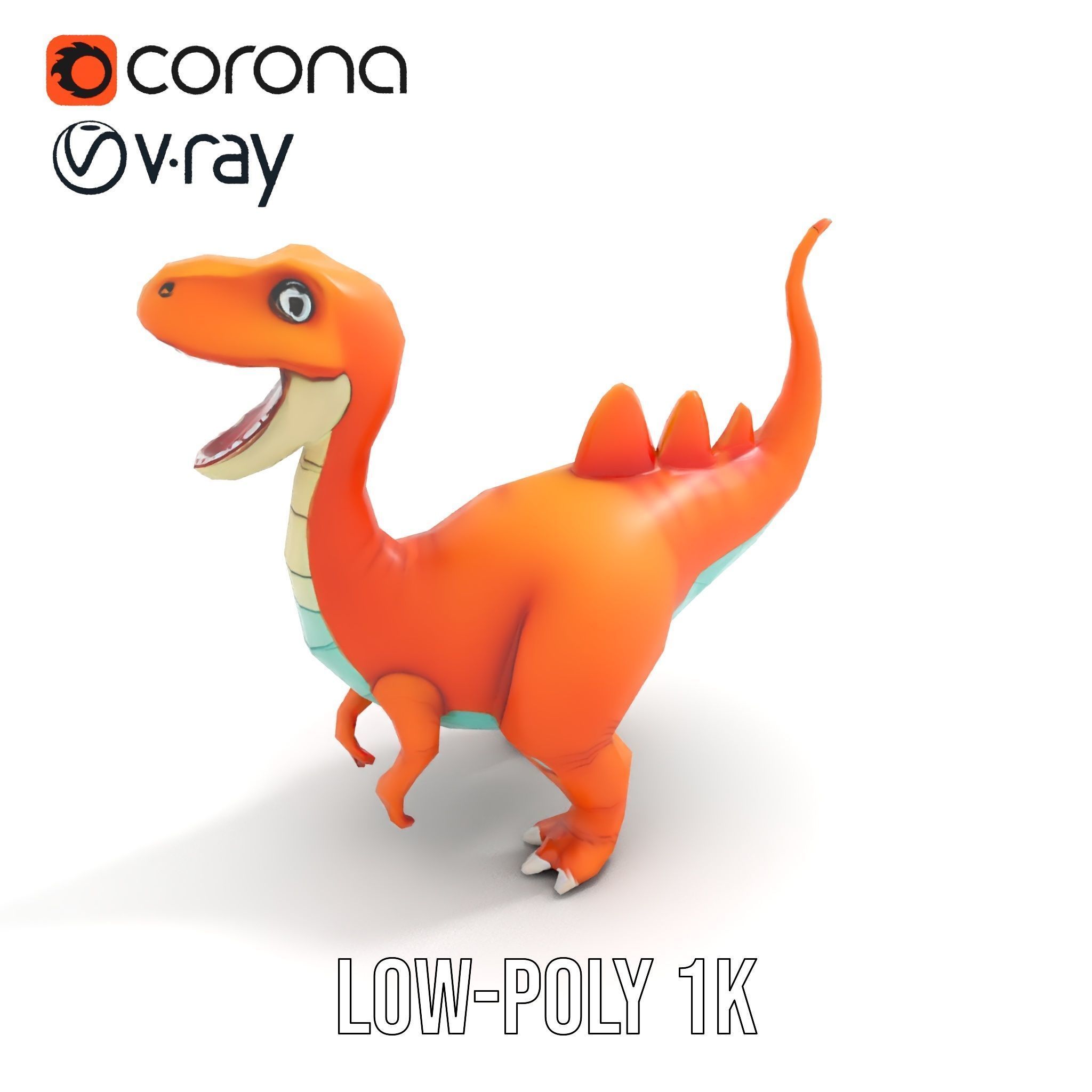 Cartoon Dinosaur Model Pack for Animation and Games Low-poly 3D model_12