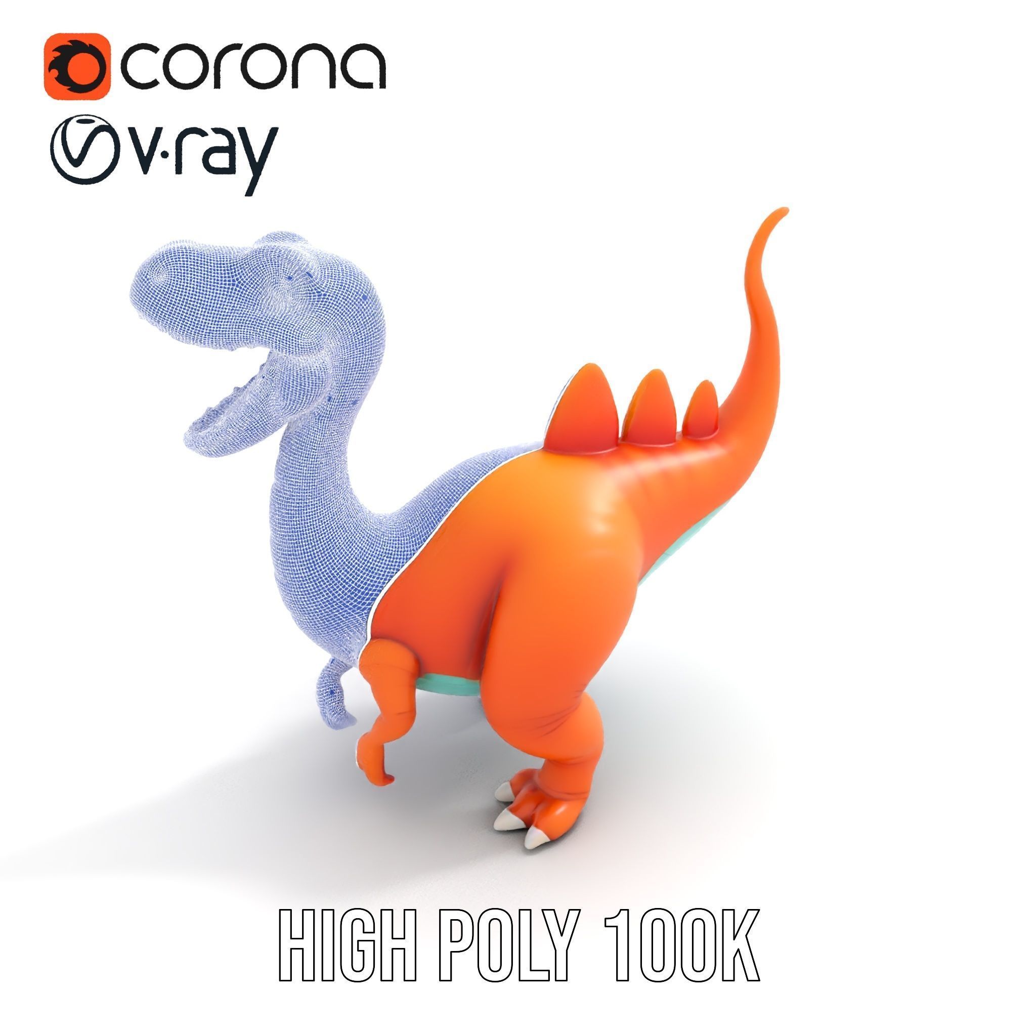 Cartoon Dinosaur Model Pack for Animation and Games Low-poly 3D model_31