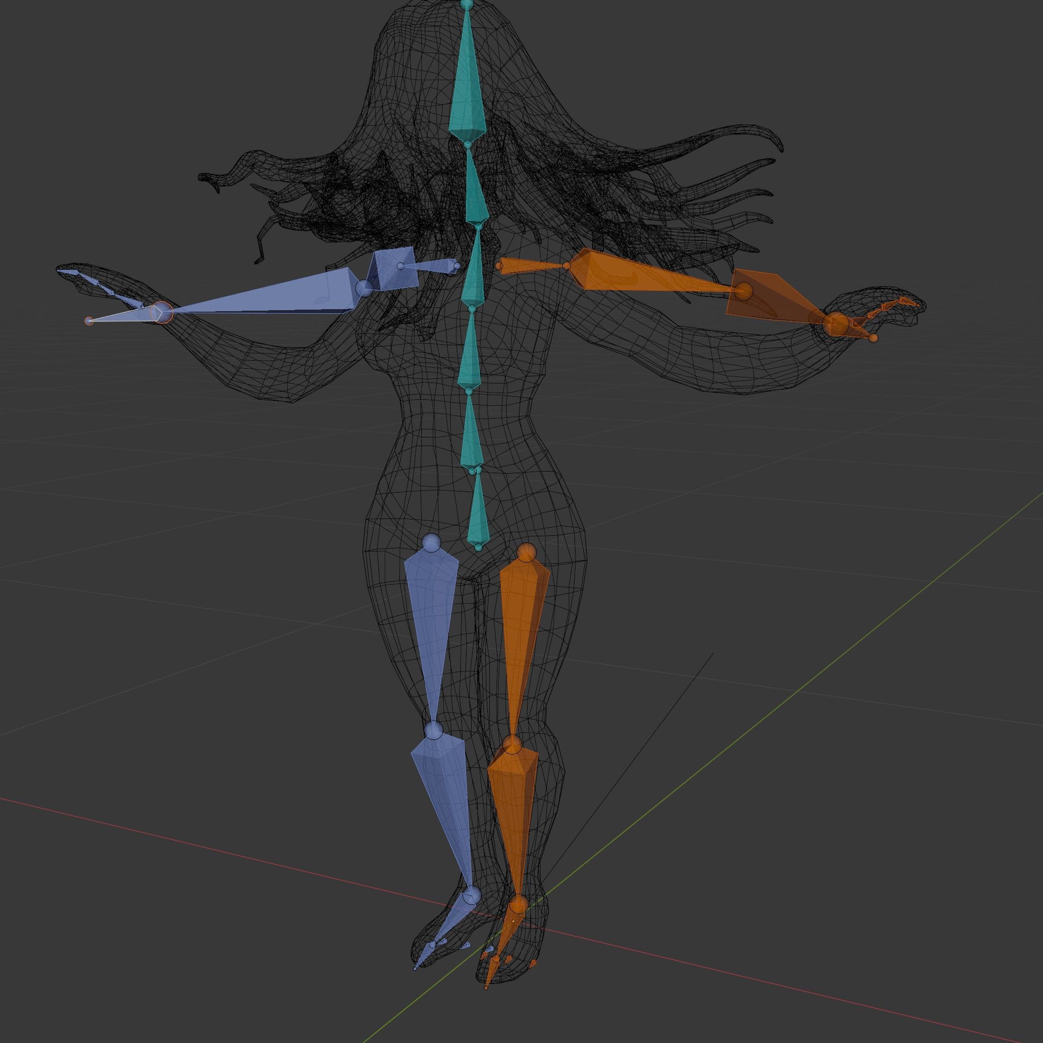 EmeraldHaired Bikini Character Rigged and Animated Low-poly 3D model_6