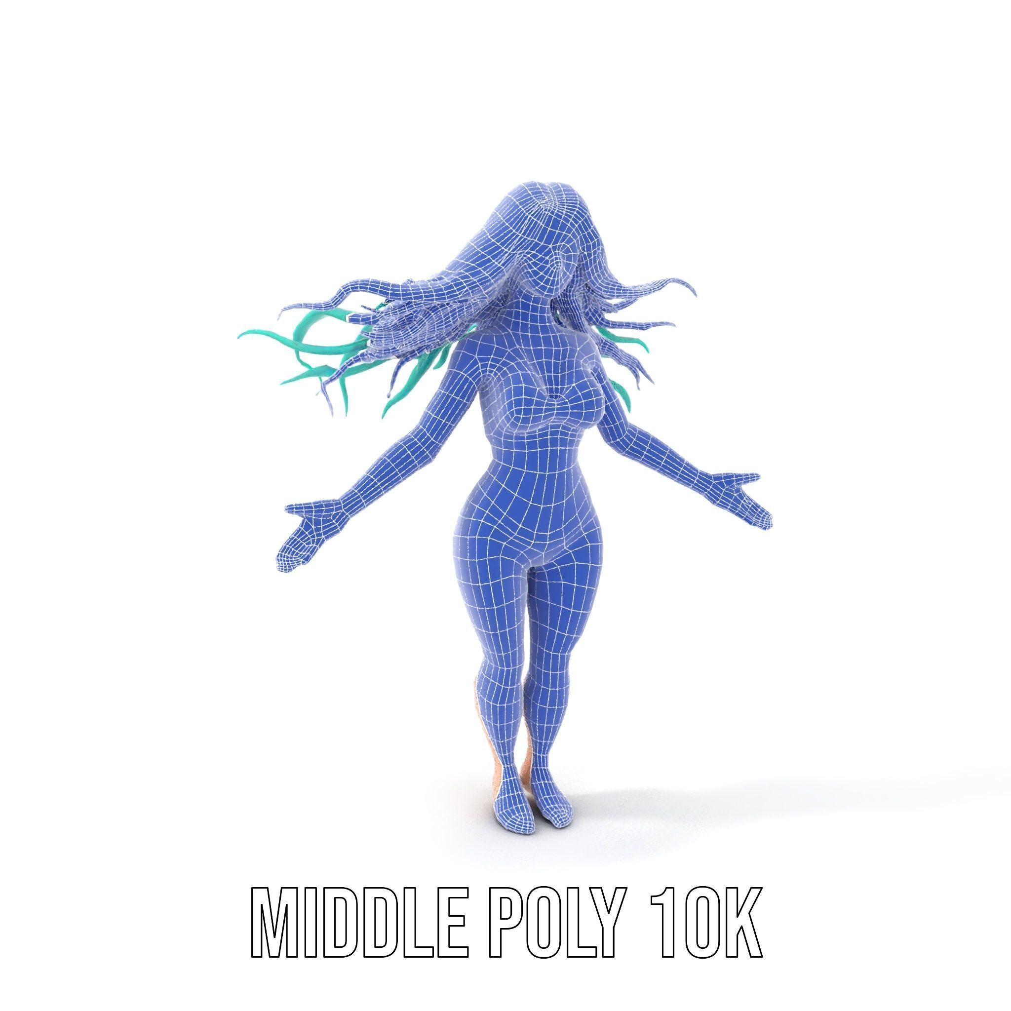 EmeraldHaired Bikini Character Rigged and Animated Low-poly 3D model_29