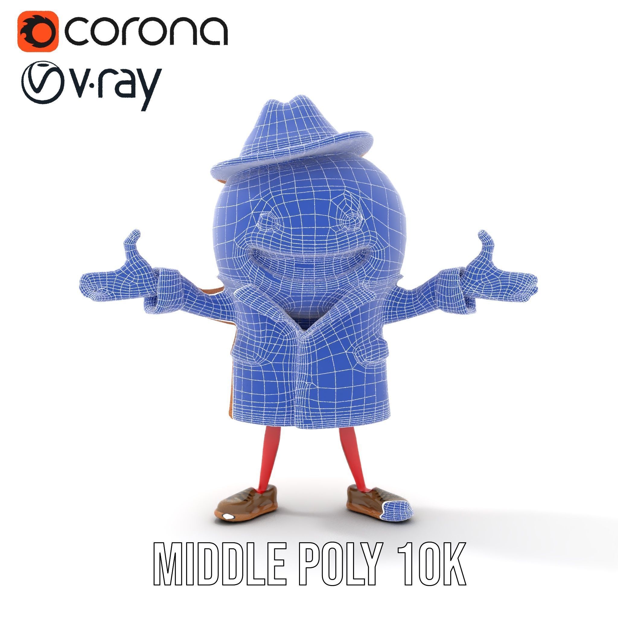 Cheery Red Character in Brown Coat Rigged and Animated Low-poly 3D model_32