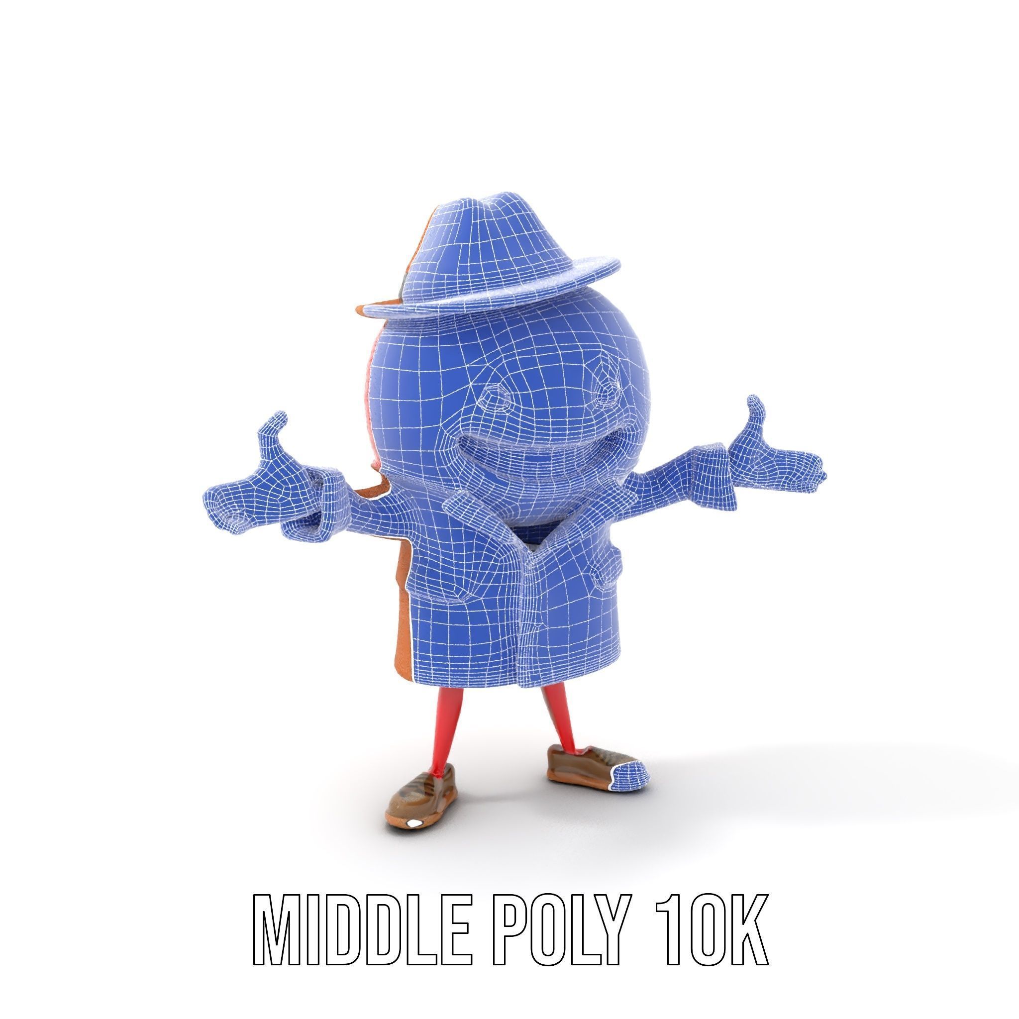 Cheery Red Character in Brown Coat Rigged and Animated Low-poly 3D model_29