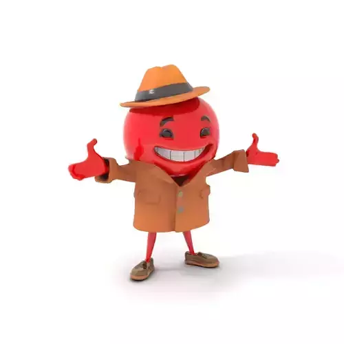 Cheery Red Character in Brown Coat Rigged and Animated Low-poly 3D model