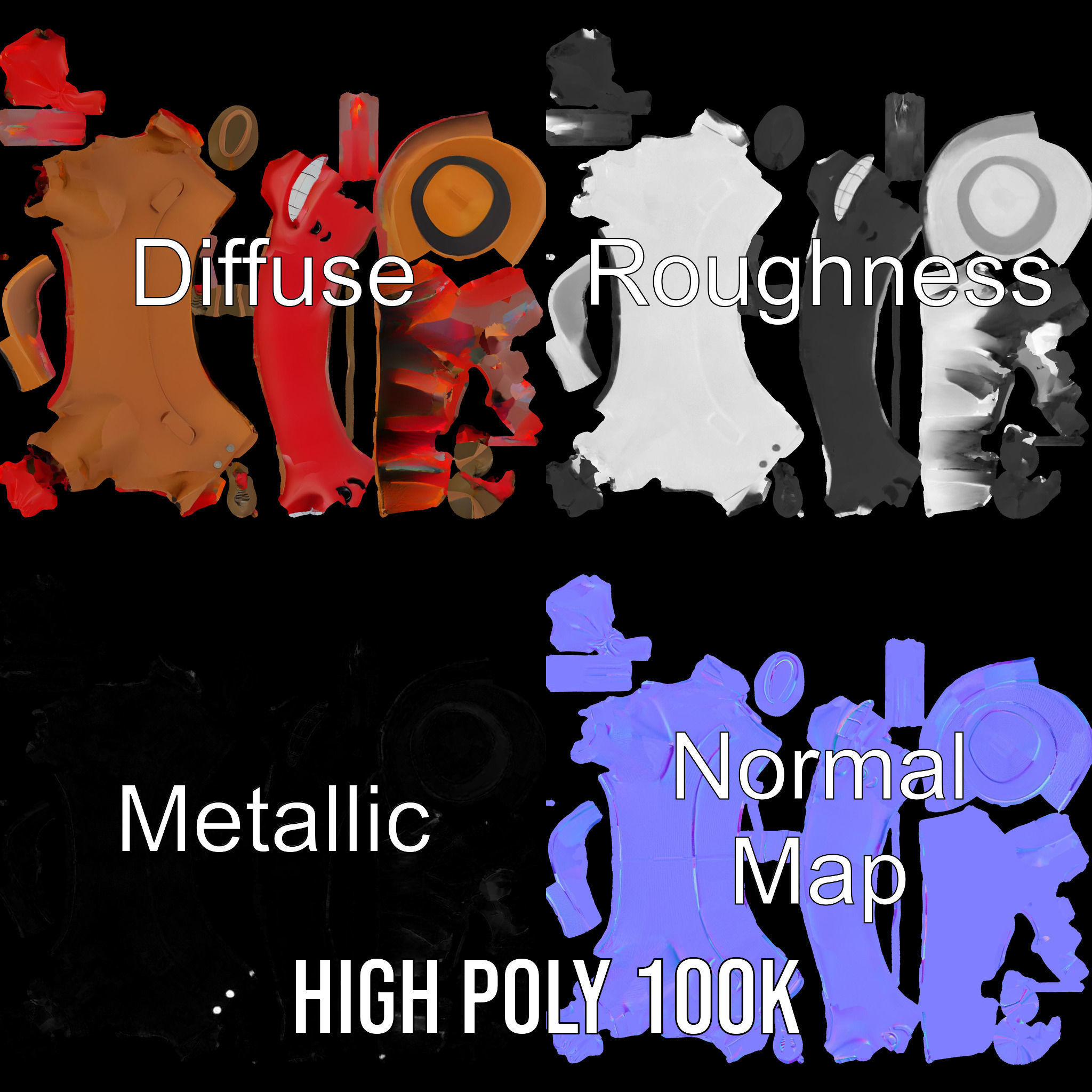 Cheery Red Character in Brown Coat Rigged and Animated Low-poly 3D model_3