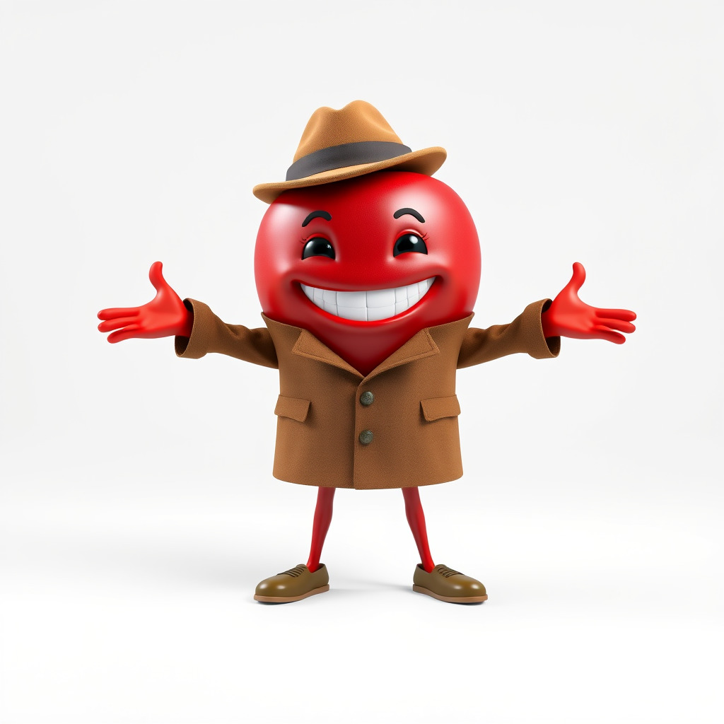 Cheery Red Character in Brown Coat Rigged and Animated Low-poly 3D model_2