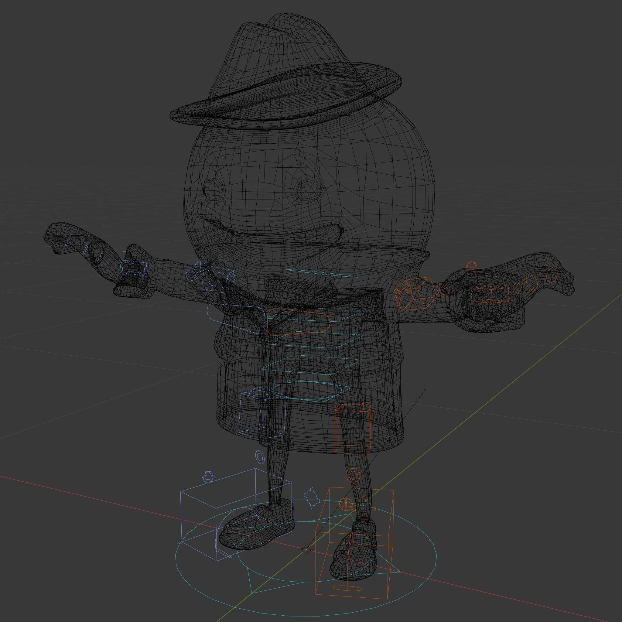 Cheery Red Character in Brown Coat Rigged and Animated Low-poly 3D model_5