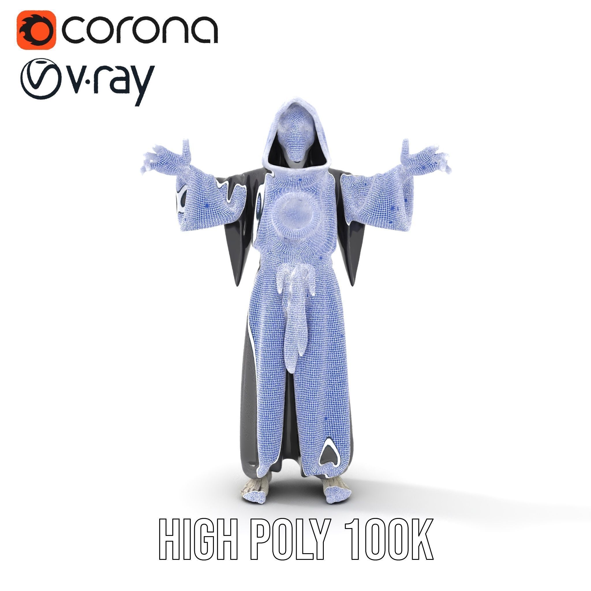 Skeleton Sorcerer Character Model Rigged and Animated Low-poly 3D model_28