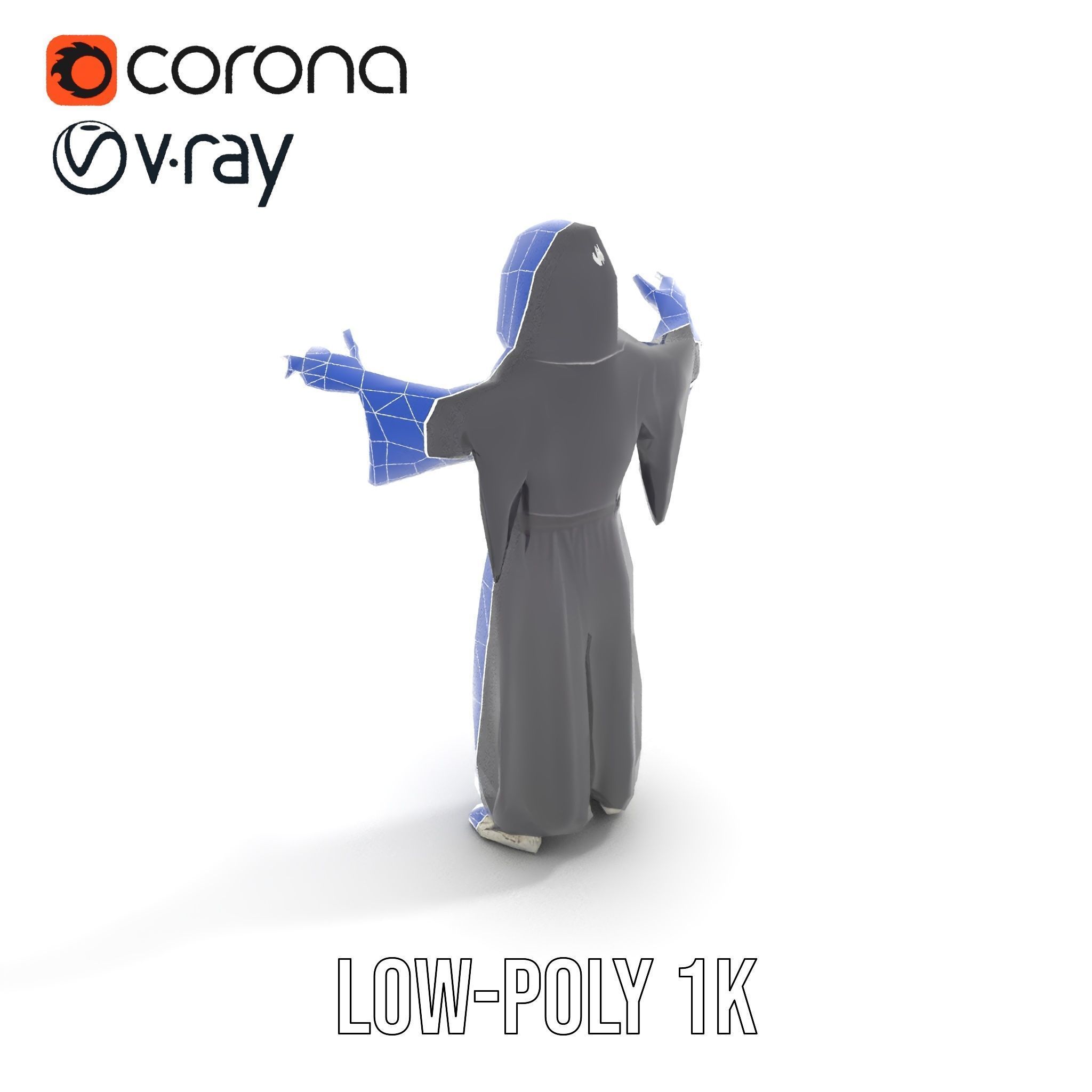 Skeleton Sorcerer Character Model Rigged and Animated Low-poly 3D model_30