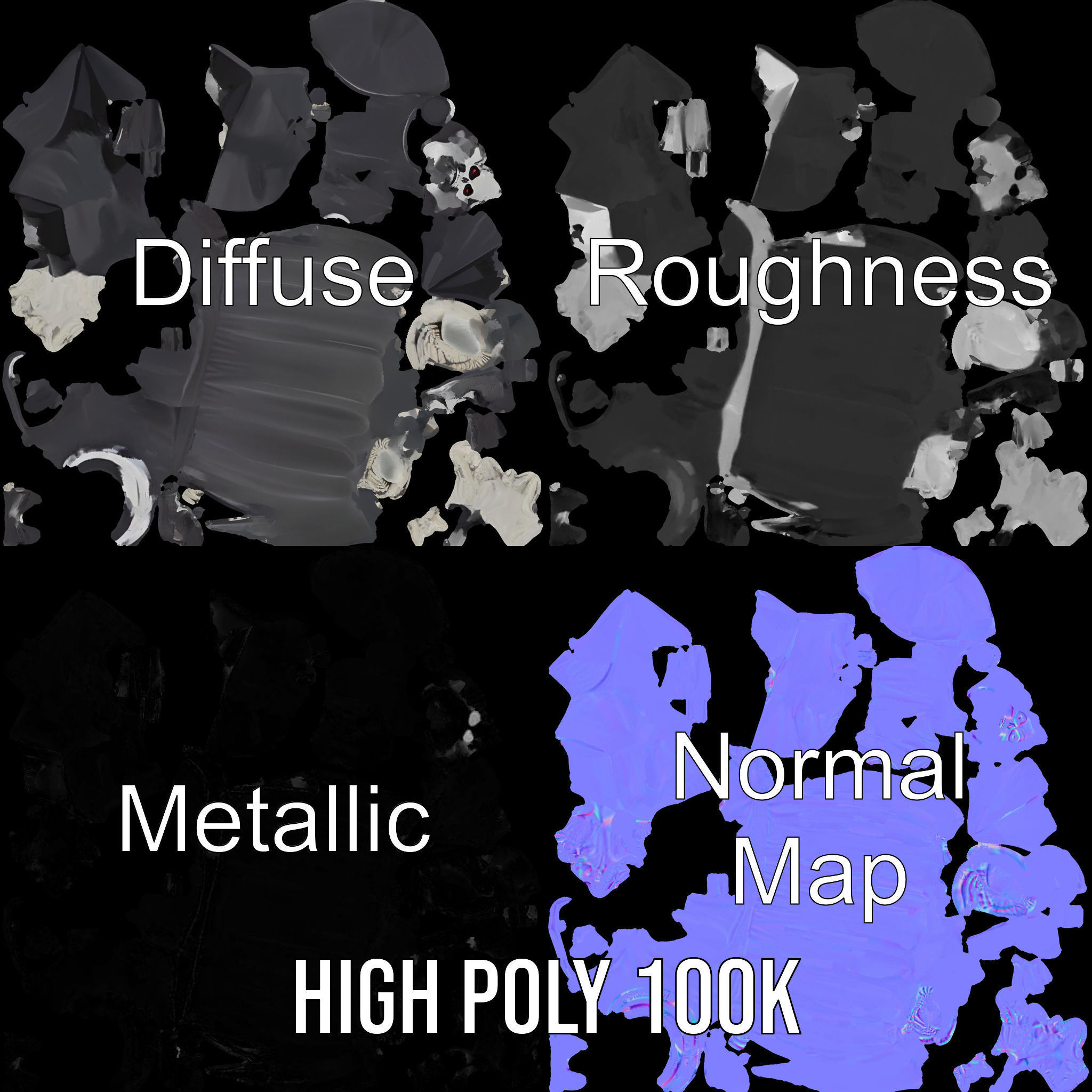 Skeleton Sorcerer Character Model Rigged and Animated Low-poly 3D model_3