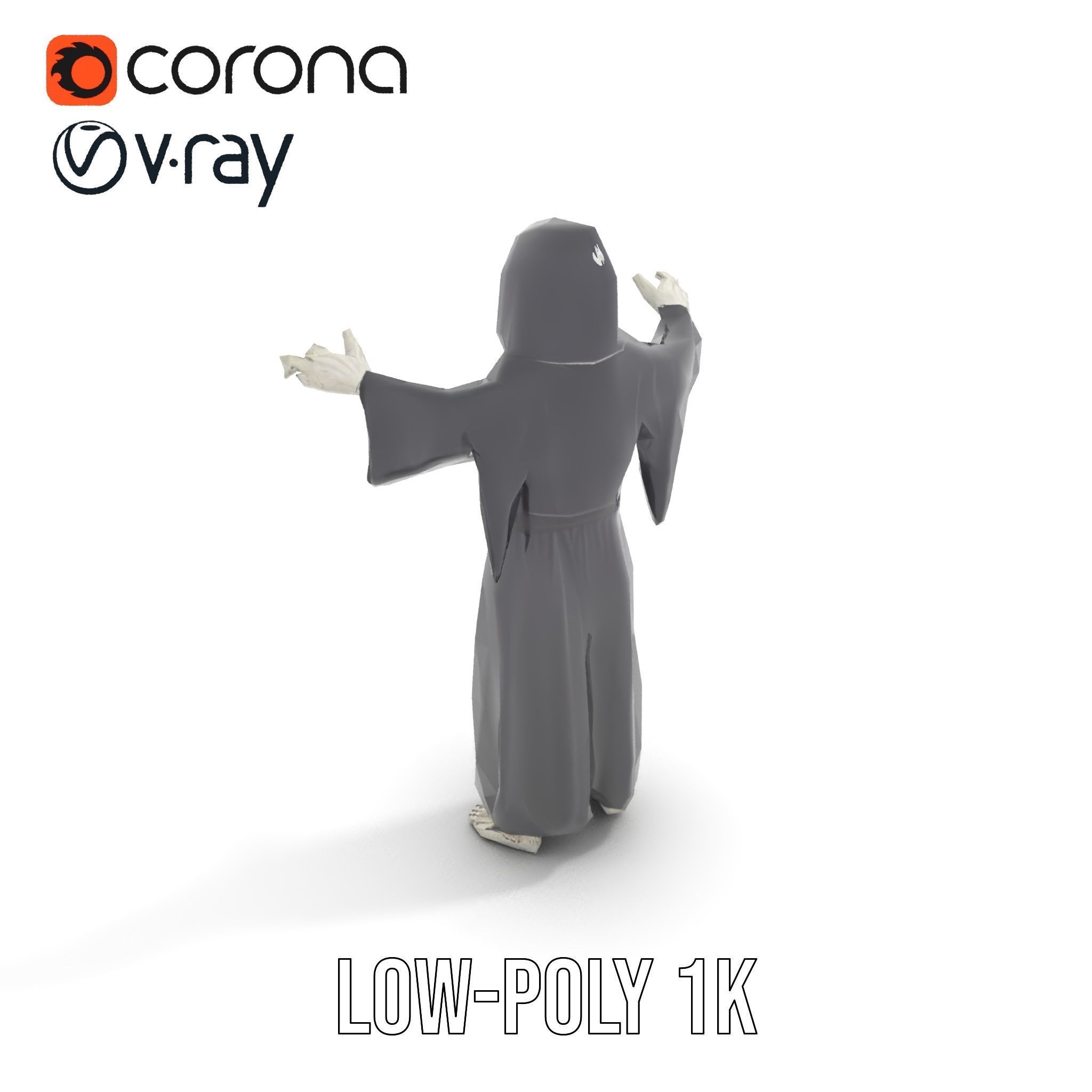 Skeleton Sorcerer Character Model Rigged and Animated Low-poly 3D model_19