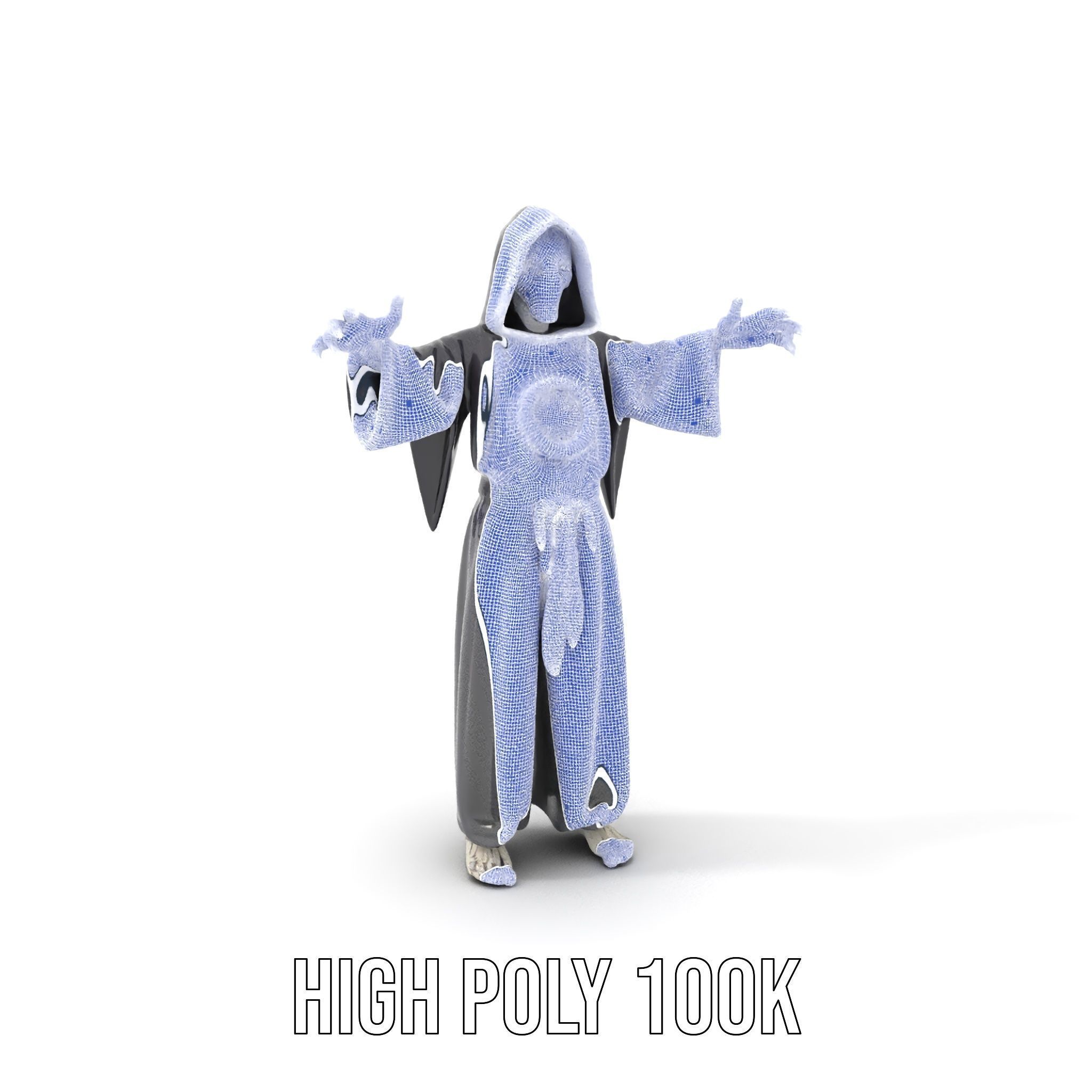 Skeleton Sorcerer Character Model Rigged and Animated Low-poly 3D model_4