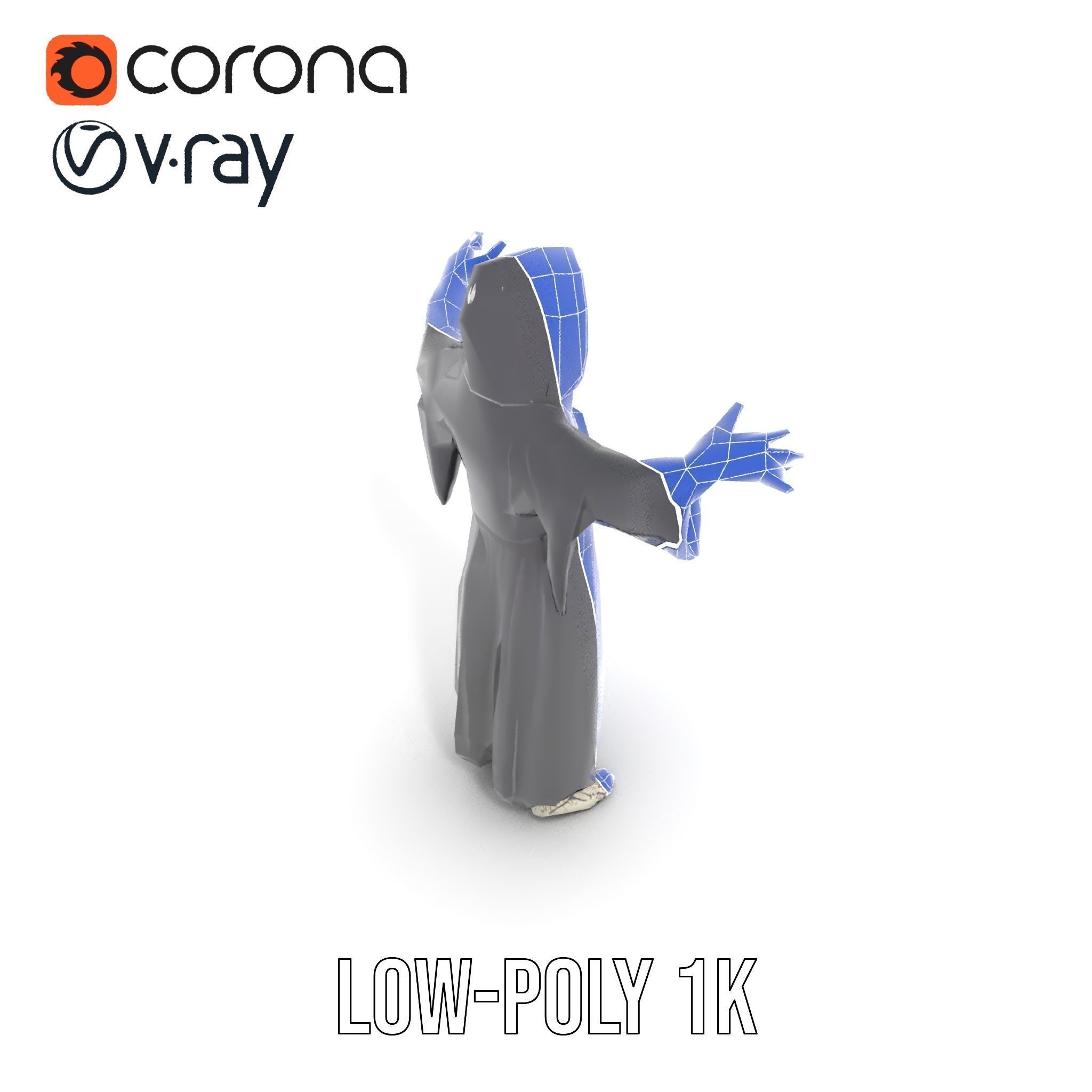 Skeleton Sorcerer Character Model Rigged and Animated Low-poly 3D model_11