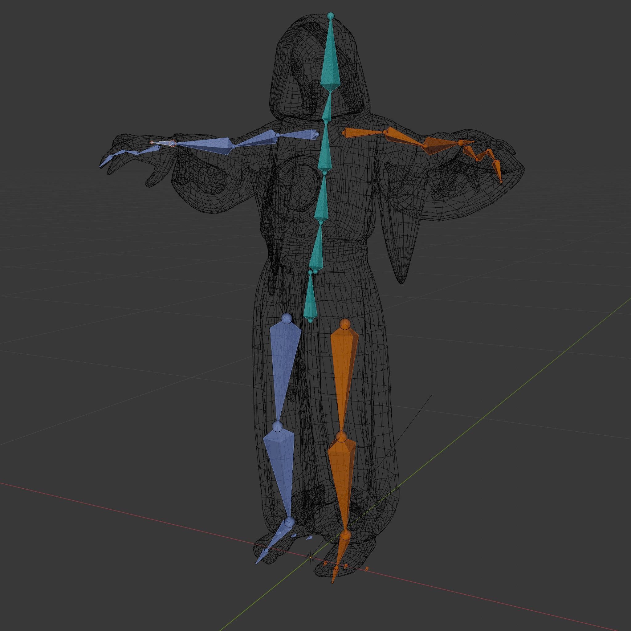 Skeleton Sorcerer Character Model Rigged and Animated Low-poly 3D model_6