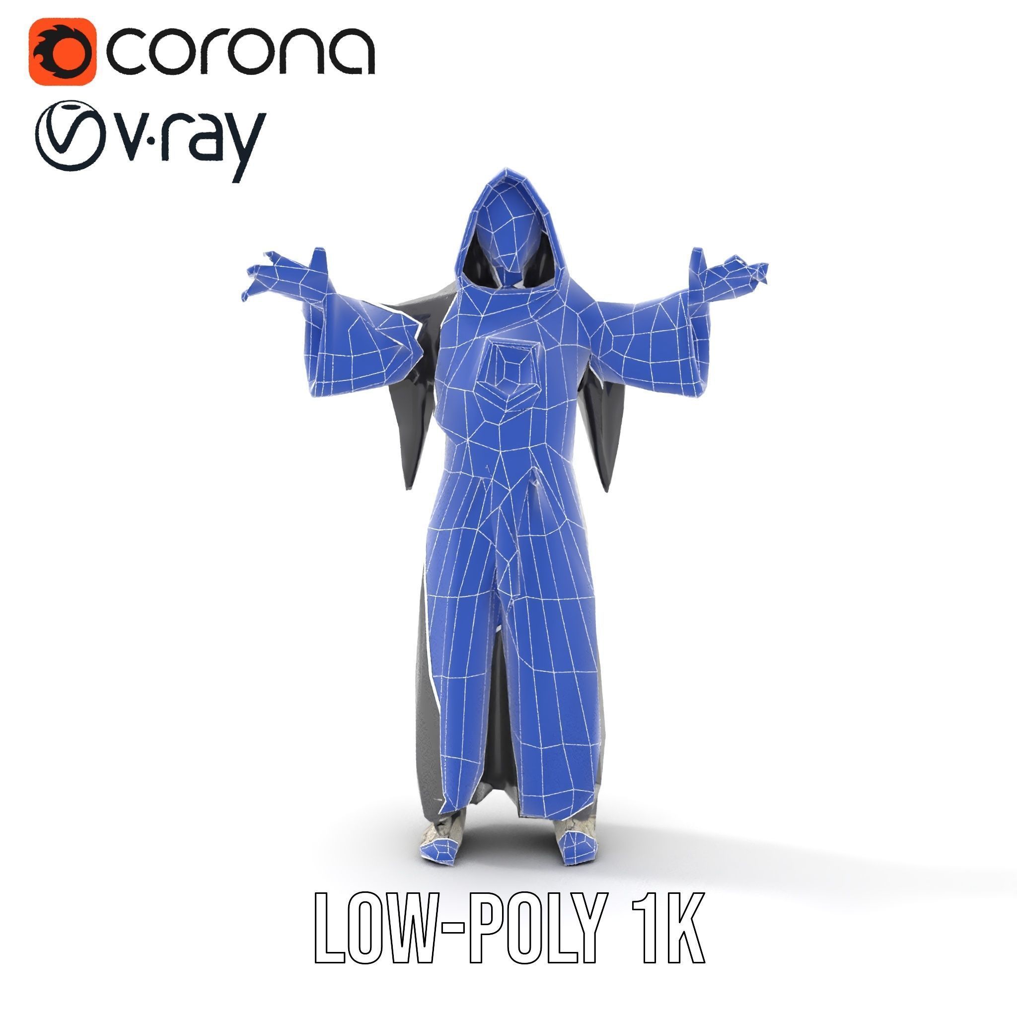 Skeleton Sorcerer Character Model Rigged and Animated Low-poly 3D model_27