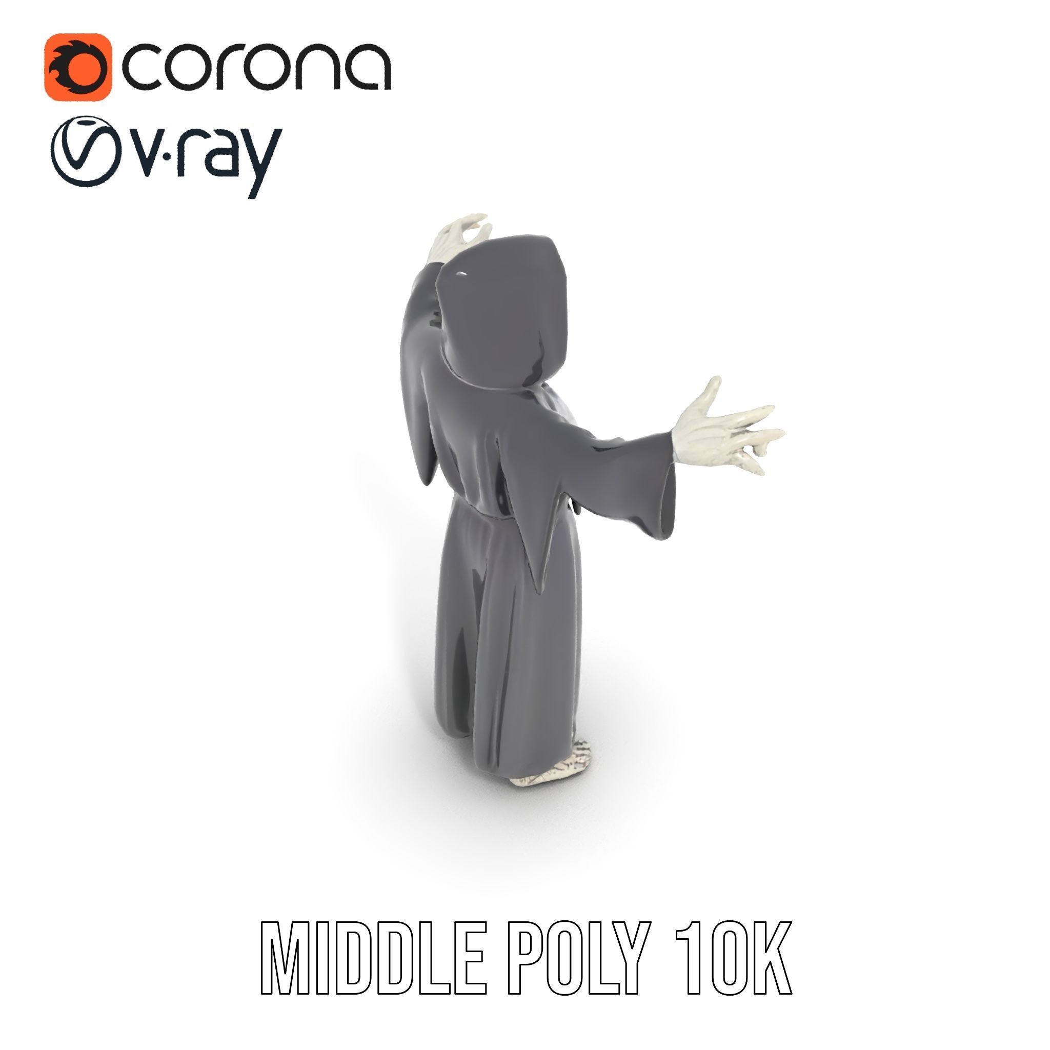 Skeleton Sorcerer Character Model Rigged and Animated Low-poly 3D model_21