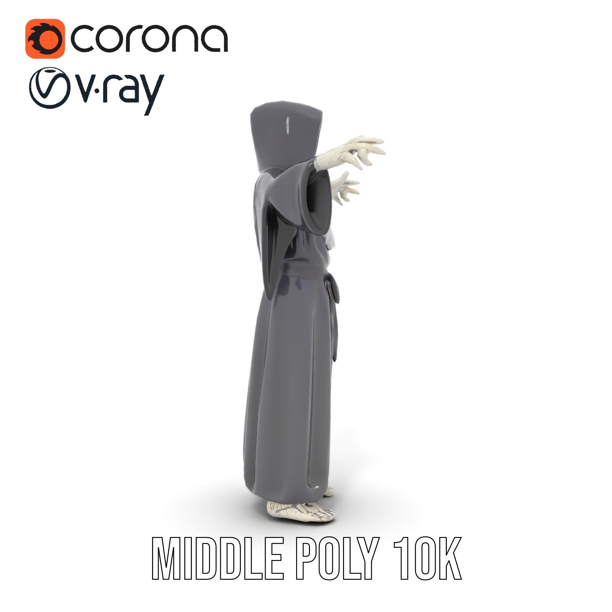 Skeleton Sorcerer Character Model Rigged and Animated Low-poly 3D model_18