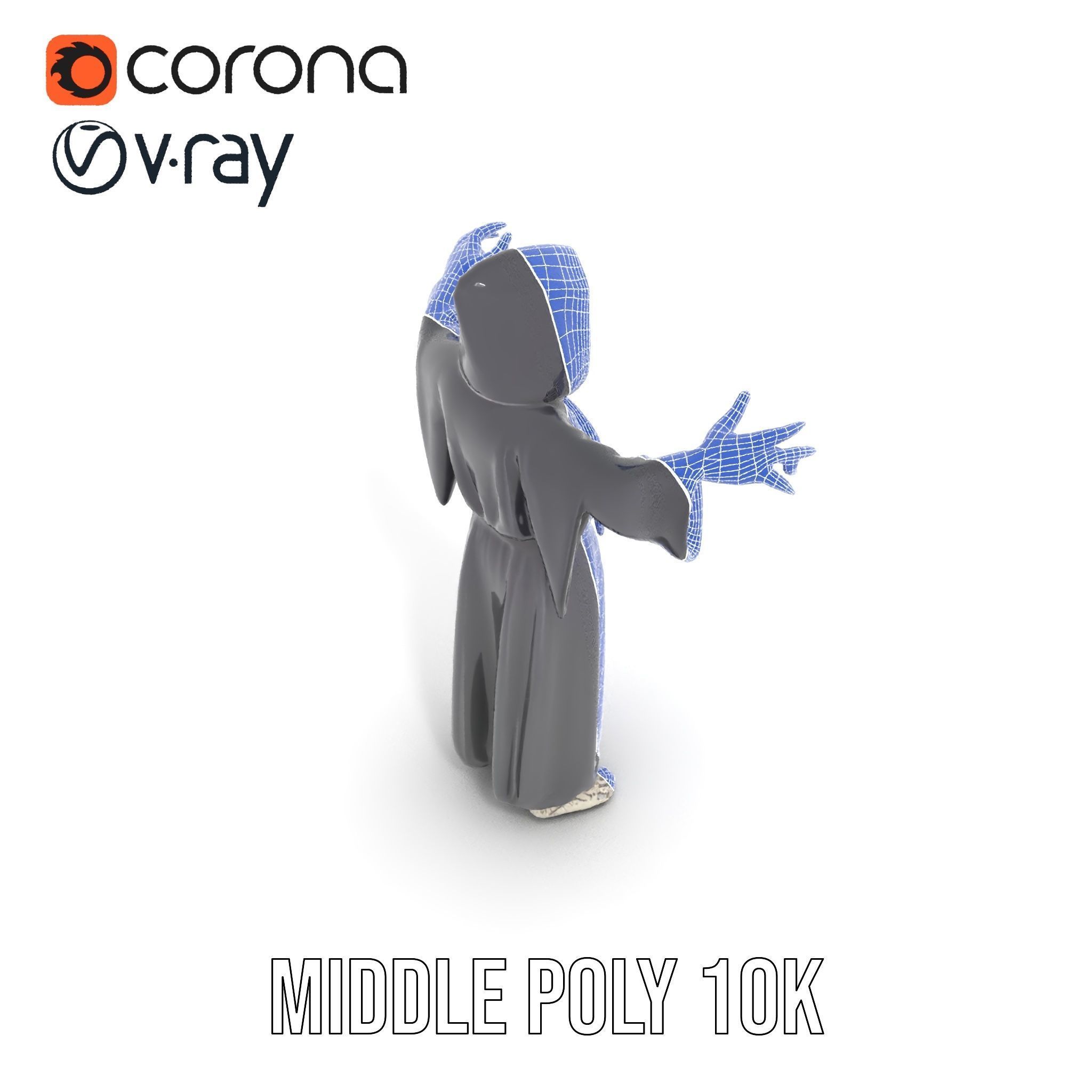 Skeleton Sorcerer Character Model Rigged and Animated Low-poly 3D model_26