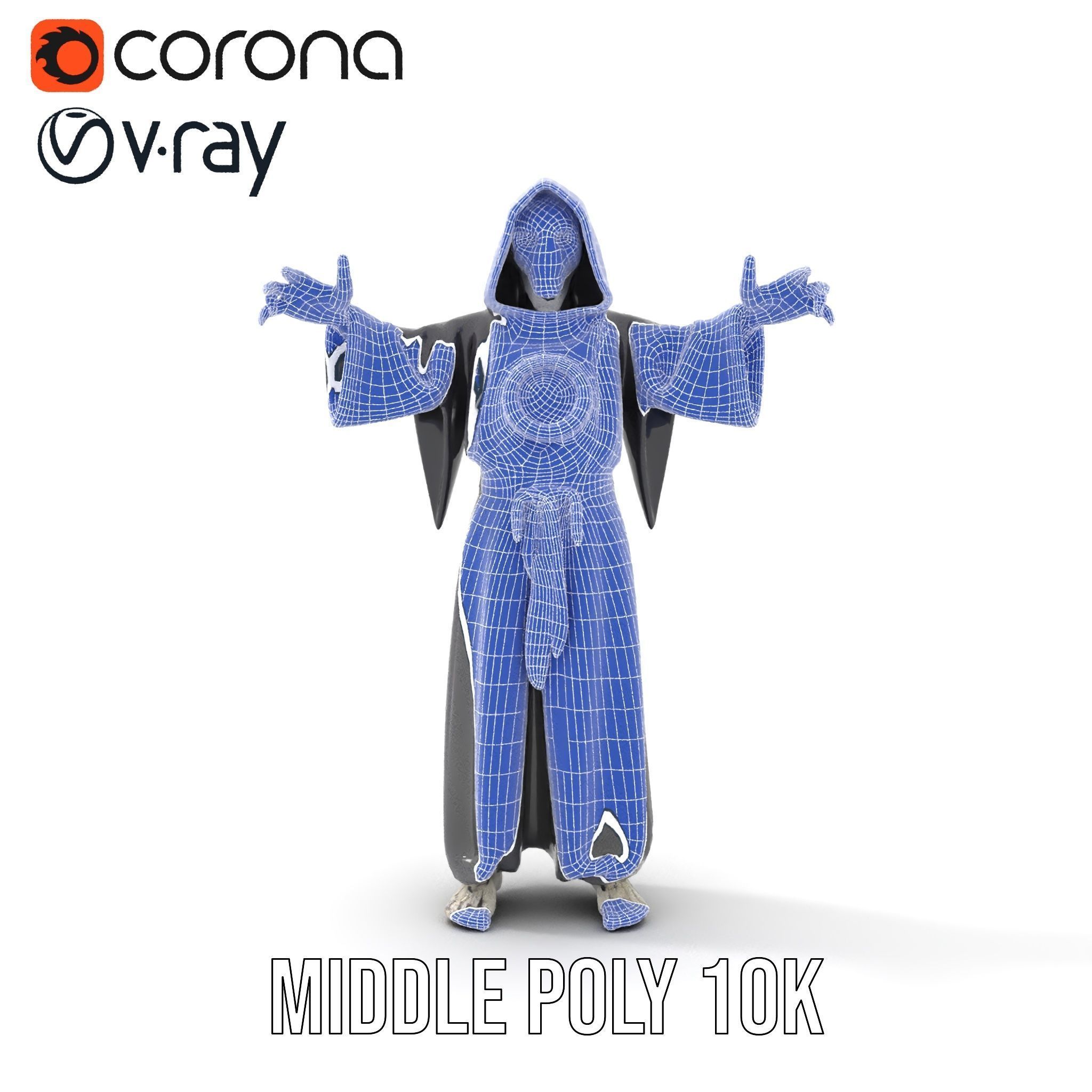 Skeleton Sorcerer Character Model Rigged and Animated Low-poly 3D model_32